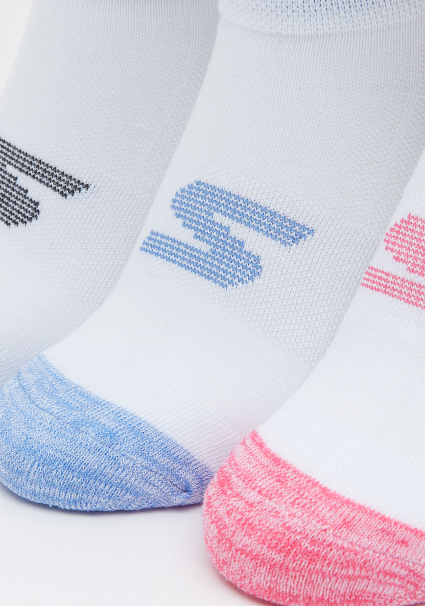 Skechers Textured Ankle Length Sports Socks with Cuffed Hem - Set of 3-Women%27s Socks-image-1