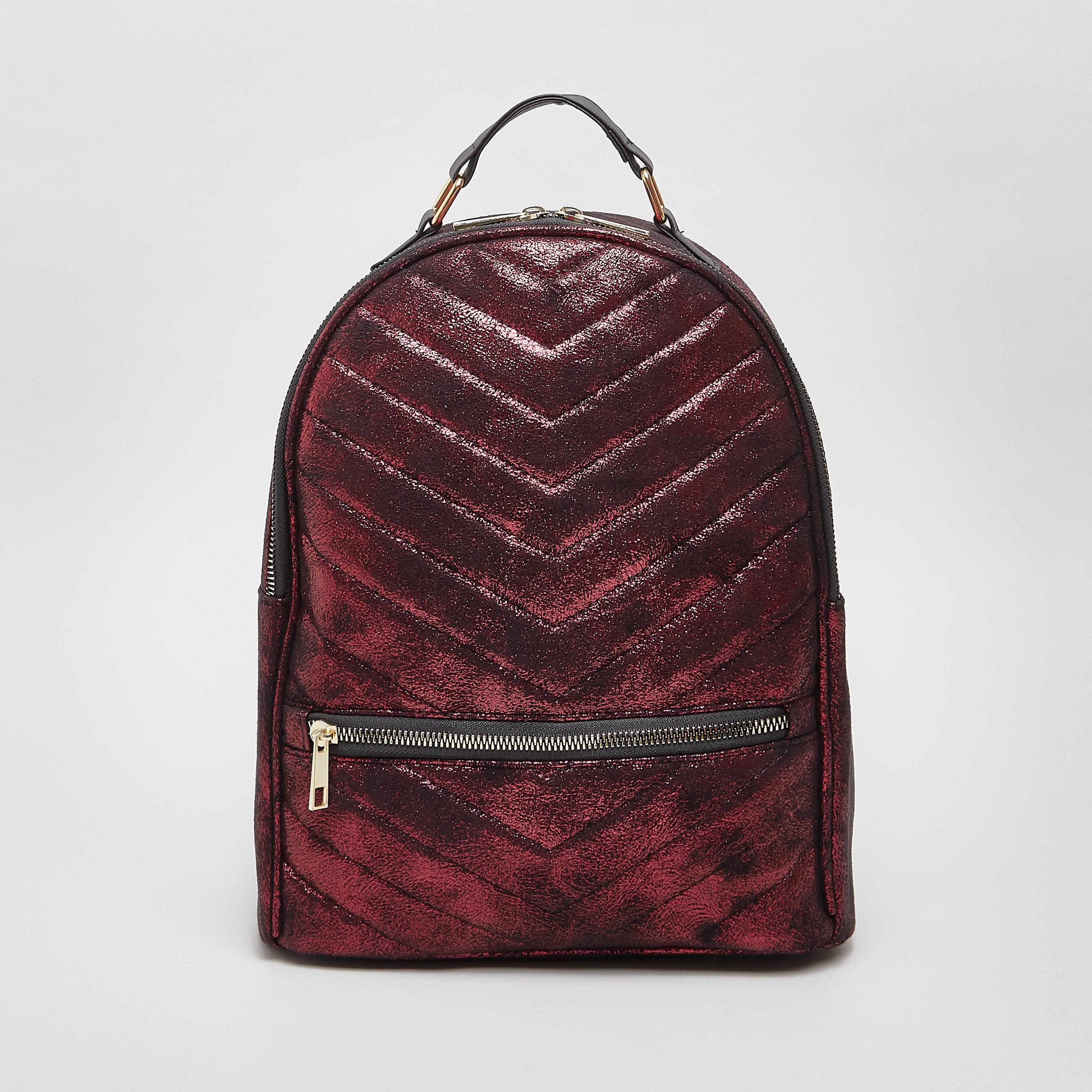 Buy Metallic Quilted Backpack with Adjustable Straps 17x13x31 cms Online for Kids Centrepoint Kuwait