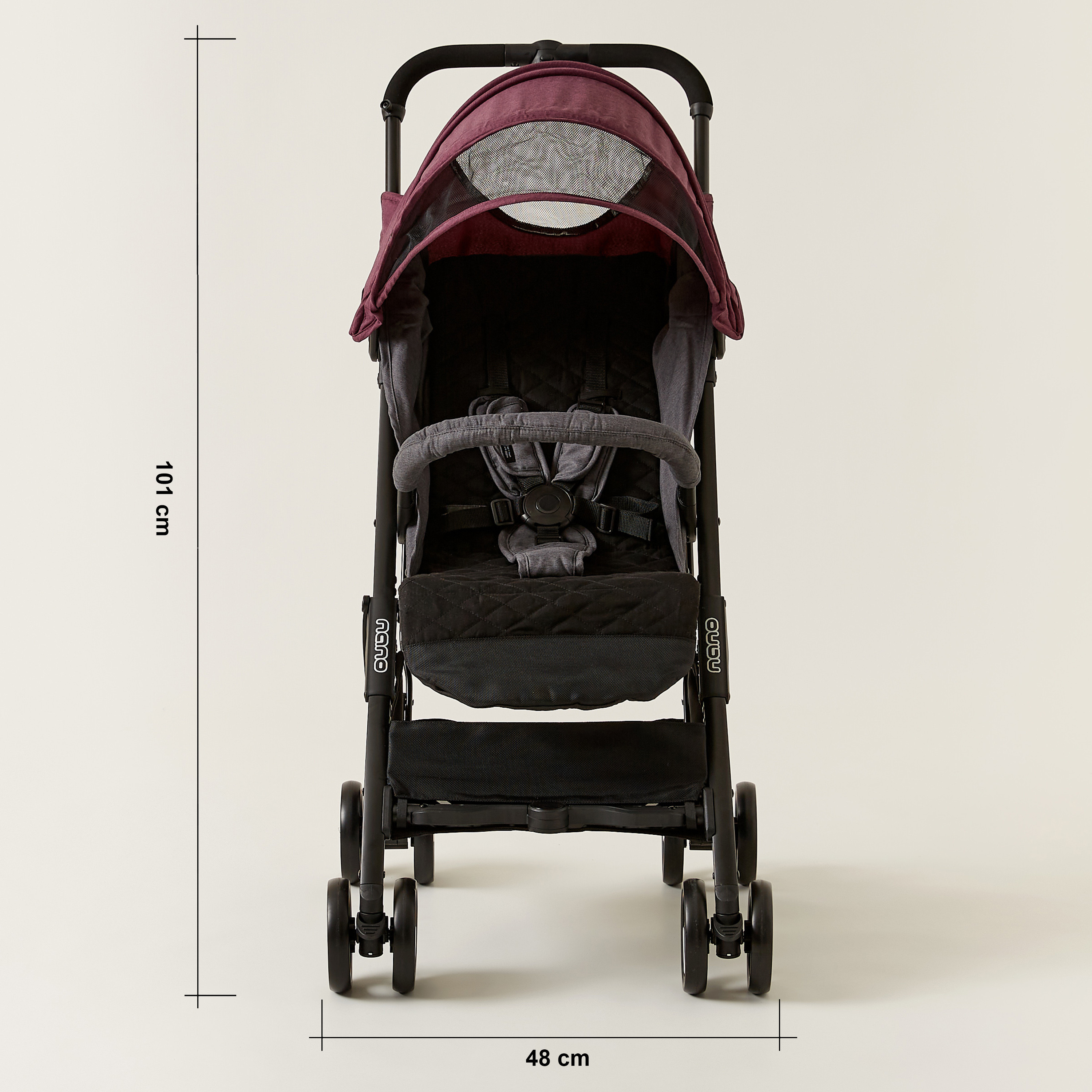 Buy Giggles Nano Maroon Stroller with Sun Canopy Upto 3 years