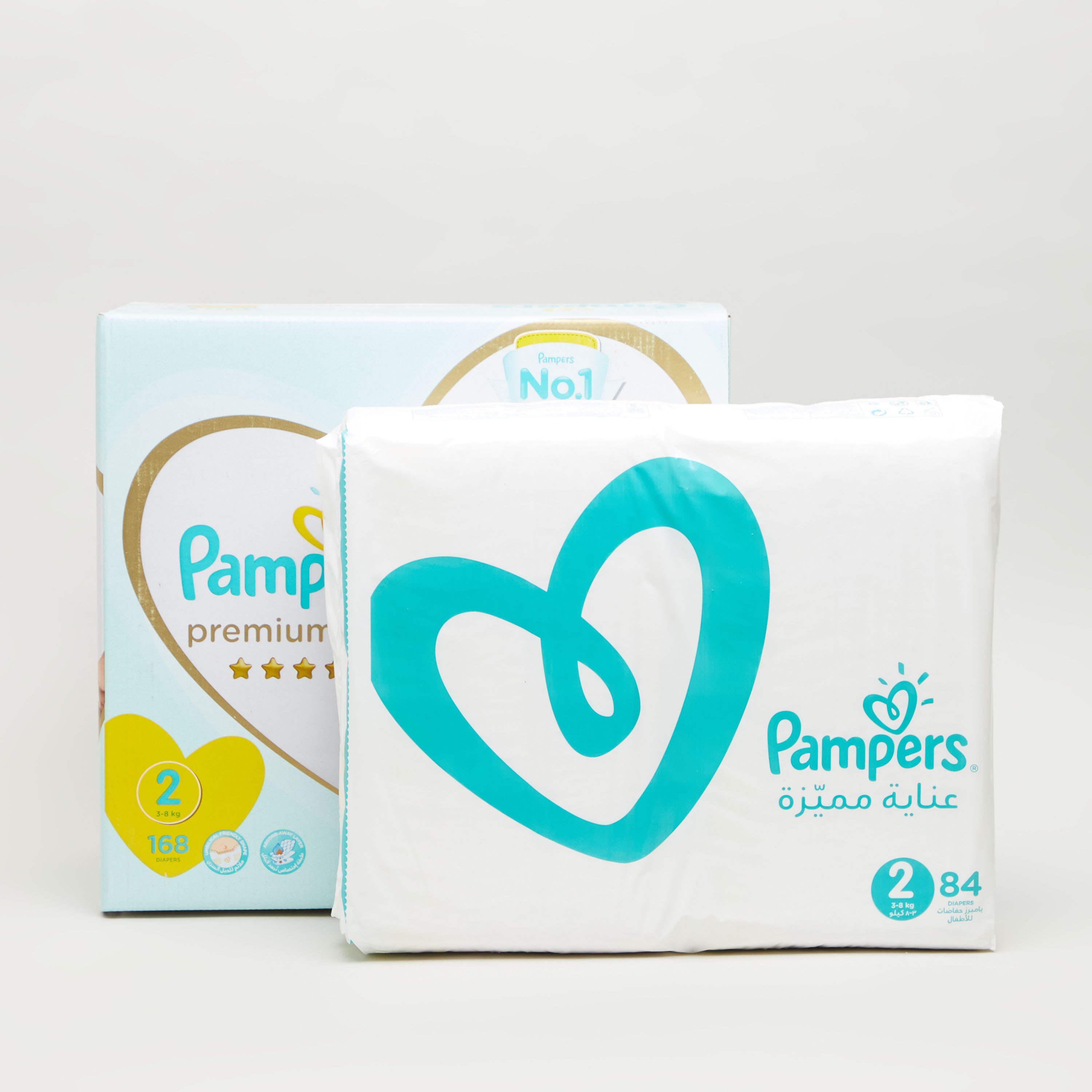 حفاضات بريميوم كير من بامبرز مقاس 2 عبوة 168 قطعة 3-8 كجم-baby-diapering-diapers-image-3