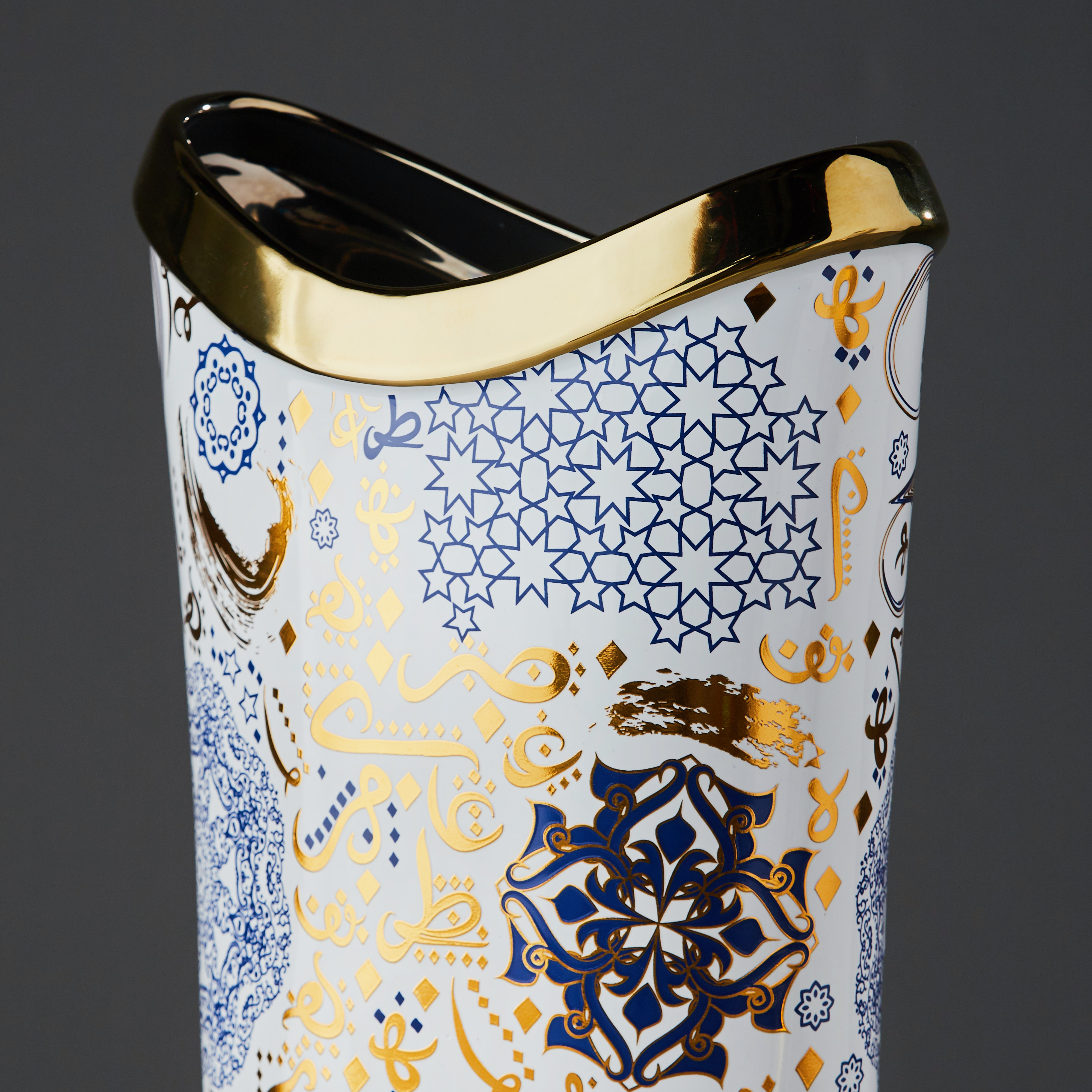Printed Ceramic Vase with Pedestal Base - 24x15x45 cms-household-decor-vasesandbowls-image-3