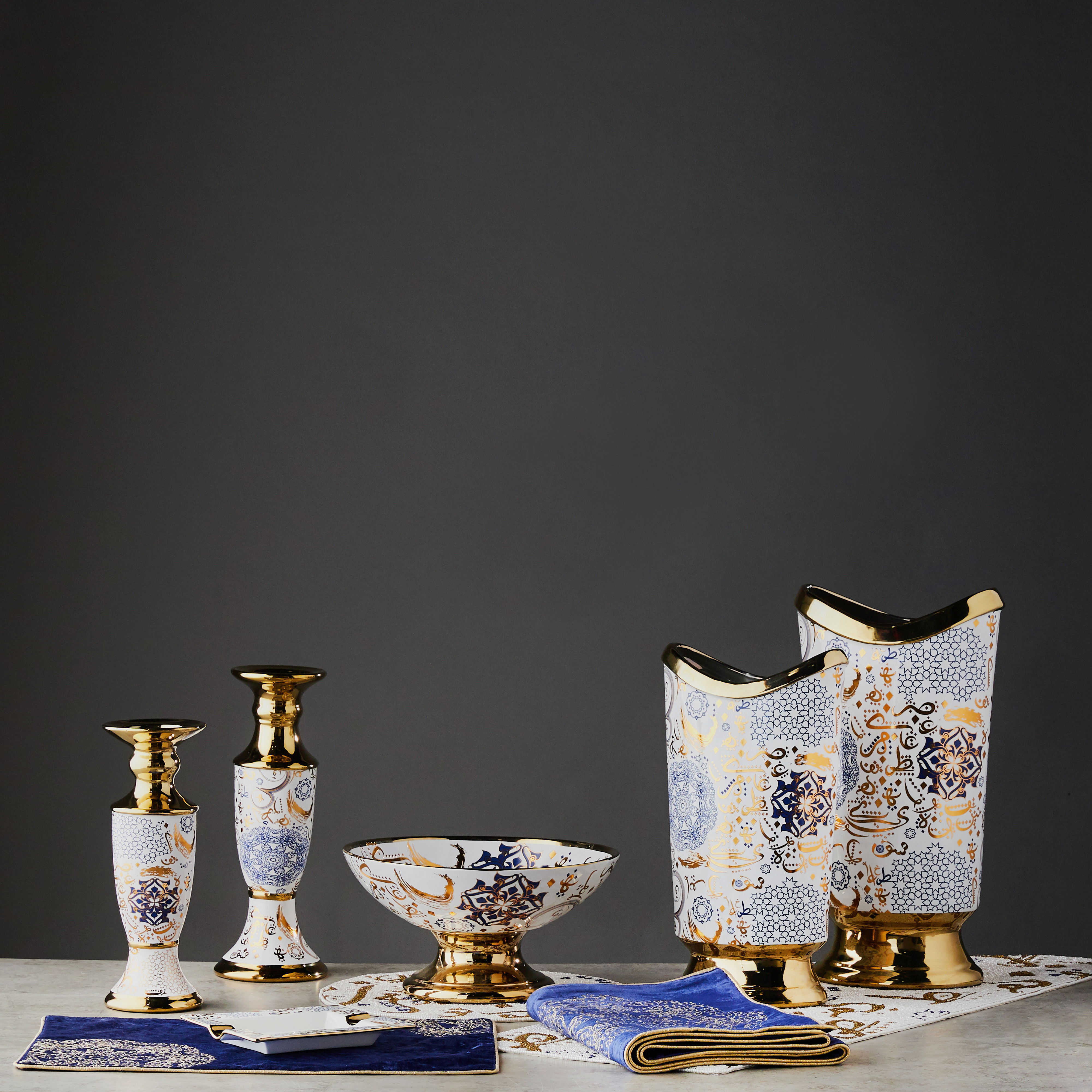 Printed Ceramic Vase with Pedestal Base - 24x15x45 cms-household-decor-vasesandbowls-image-5