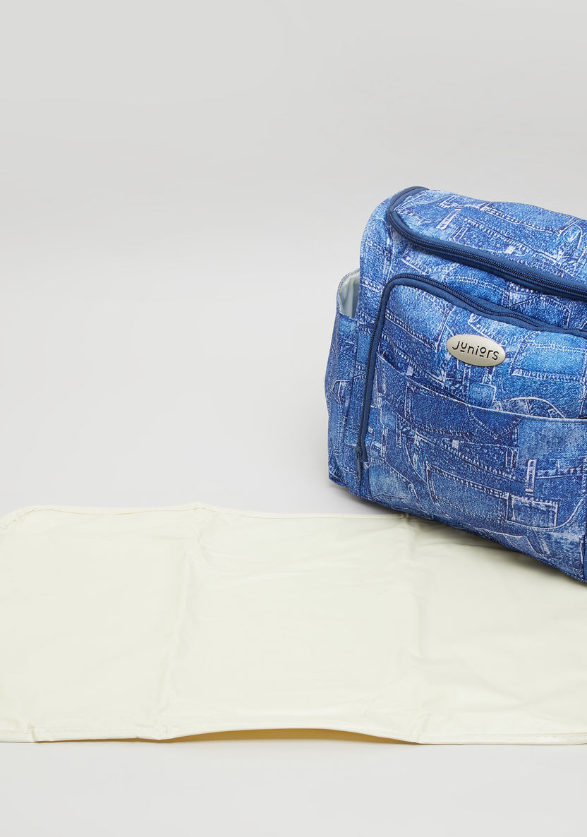 Juniors Denim Diaper Bag with Zip Closure-Diaper Bags-image-4