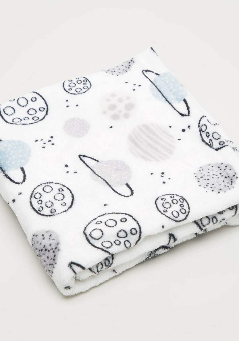 Juniors Space Print Blanket with Moon Applique - 75x75 cms-Blankets and Throws-image-0