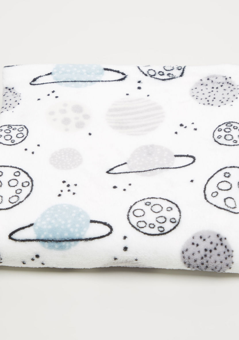 Juniors Space Print Blanket with Moon Applique - 75x75 cms-Blankets and Throws-image-1