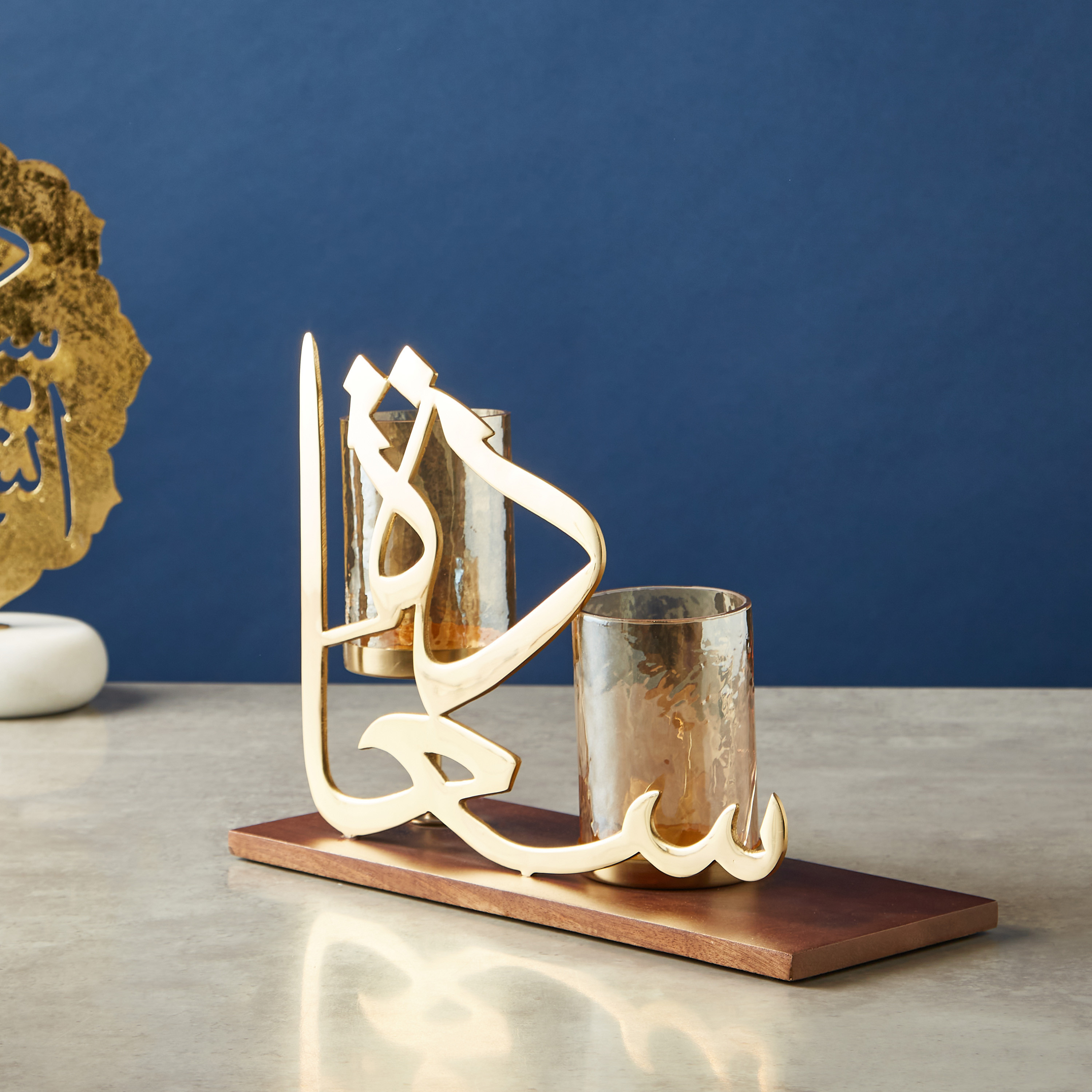 Arabic Vibes Calligraphy with Decorative Tealight Holder-household-decor-candleholdersandlanterns-image-1