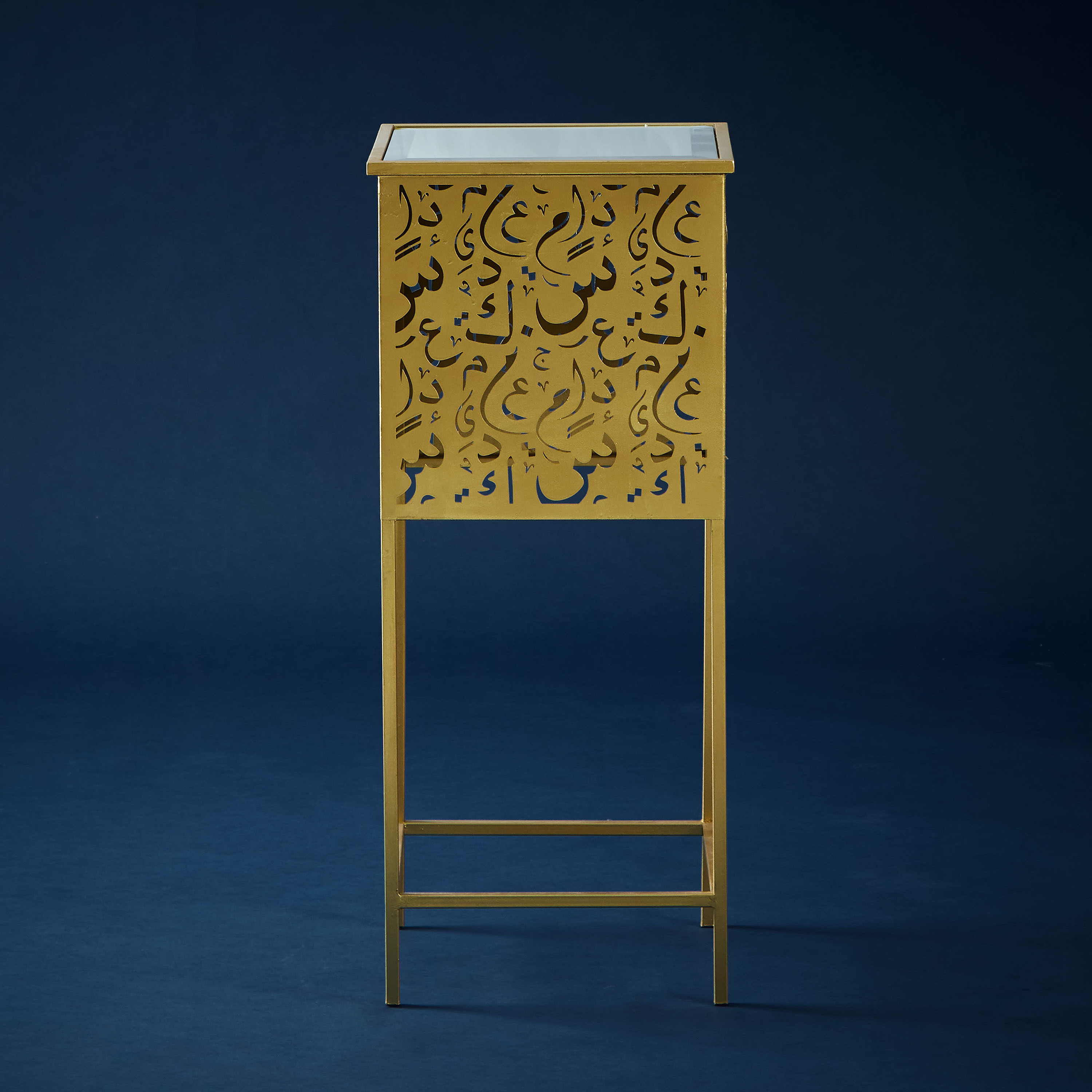 Arabic Vibes Mirror Top Accent Table - 34x34x80 cms-furniture-livingroom-sideandendtables-image-2