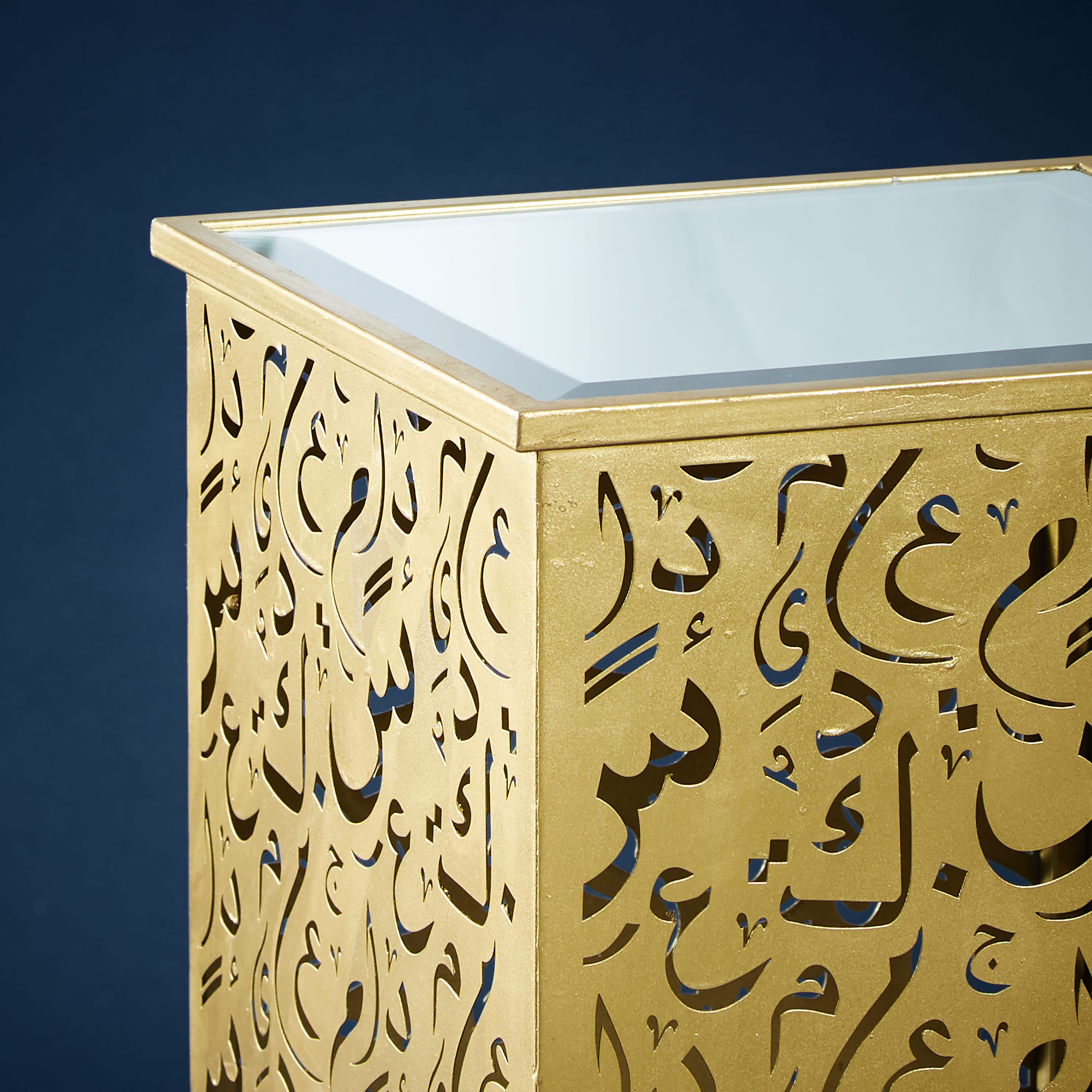 Arabic Vibes Mirror Top Accent Table - 34x34x80 cms-furniture-livingroom-sideandendtables-image-3