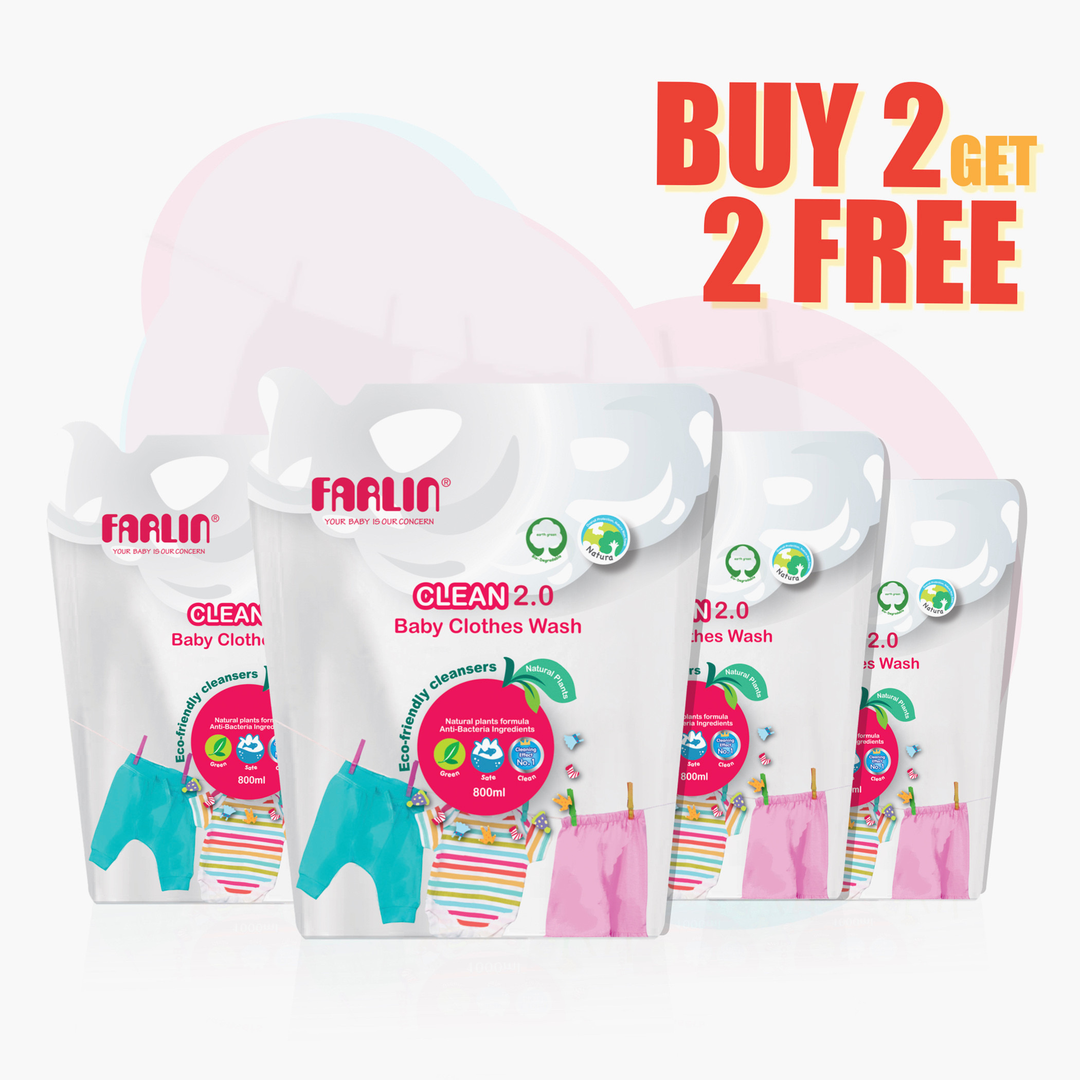 FARLIN Baby Clothing Detergent Refill Pack - Buy 2 Get 2 Free-baby-feeding-cleaningliquids-image-1