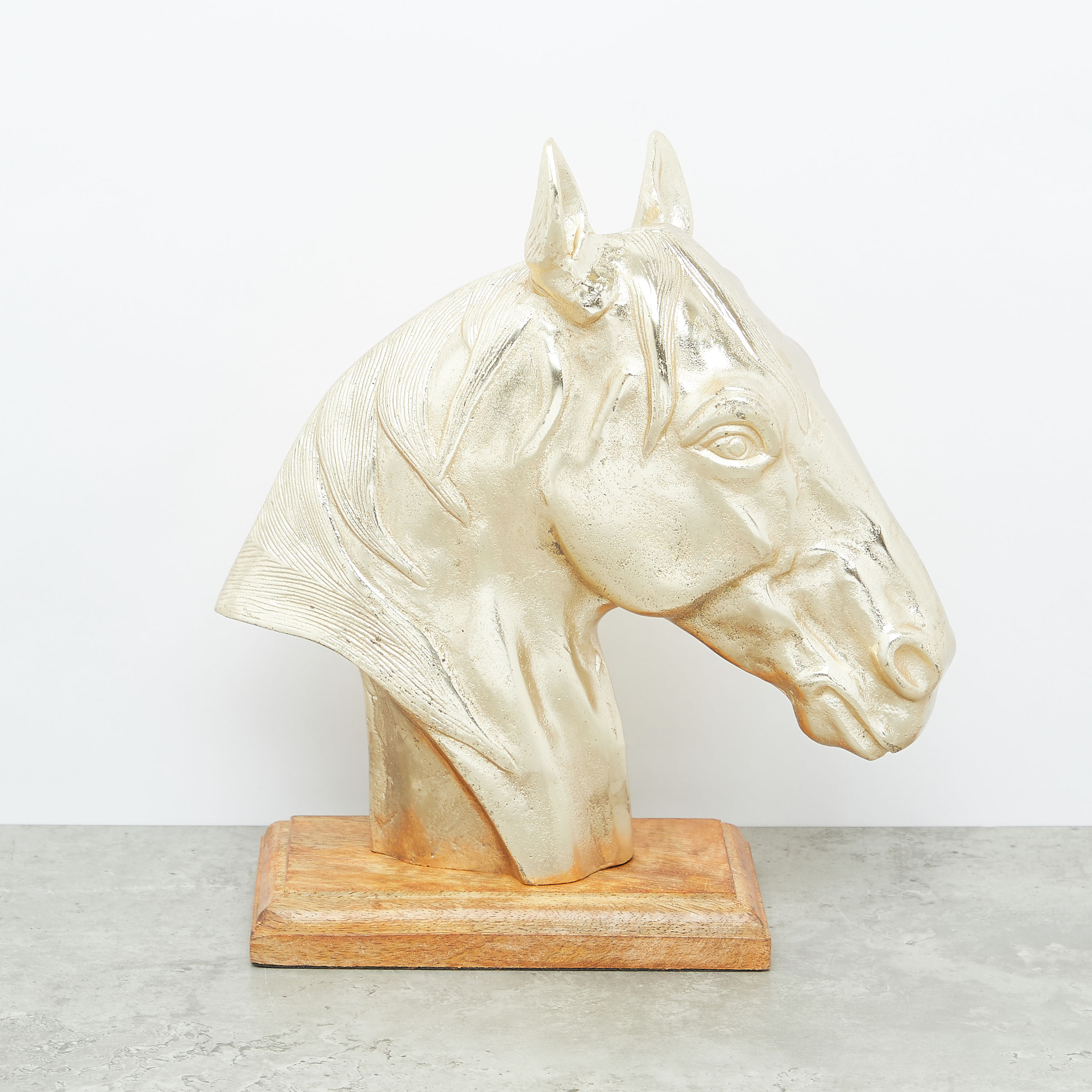Metallic Horse Head Showpiece - 27x10x30 cms-household-decor-decorativeobjectsandsculptures-image-1
