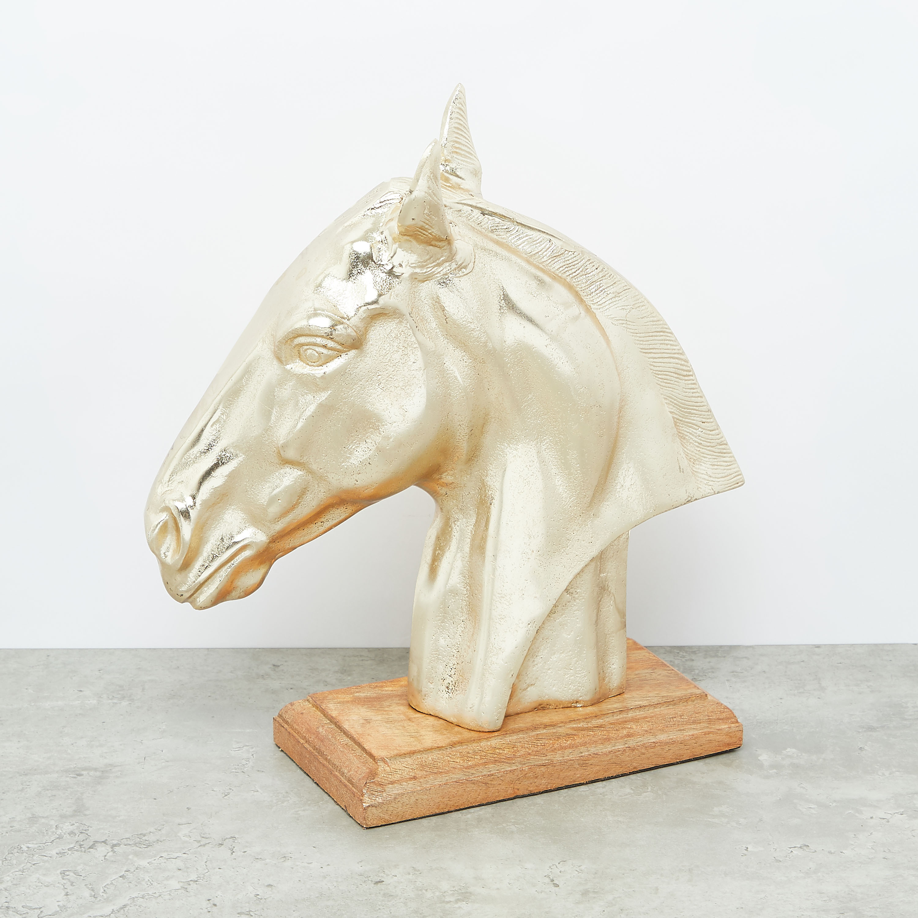 Metallic Horse Head Showpiece - 27x10x30 cms-household-decor-decorativeobjectsandsculptures-image-2