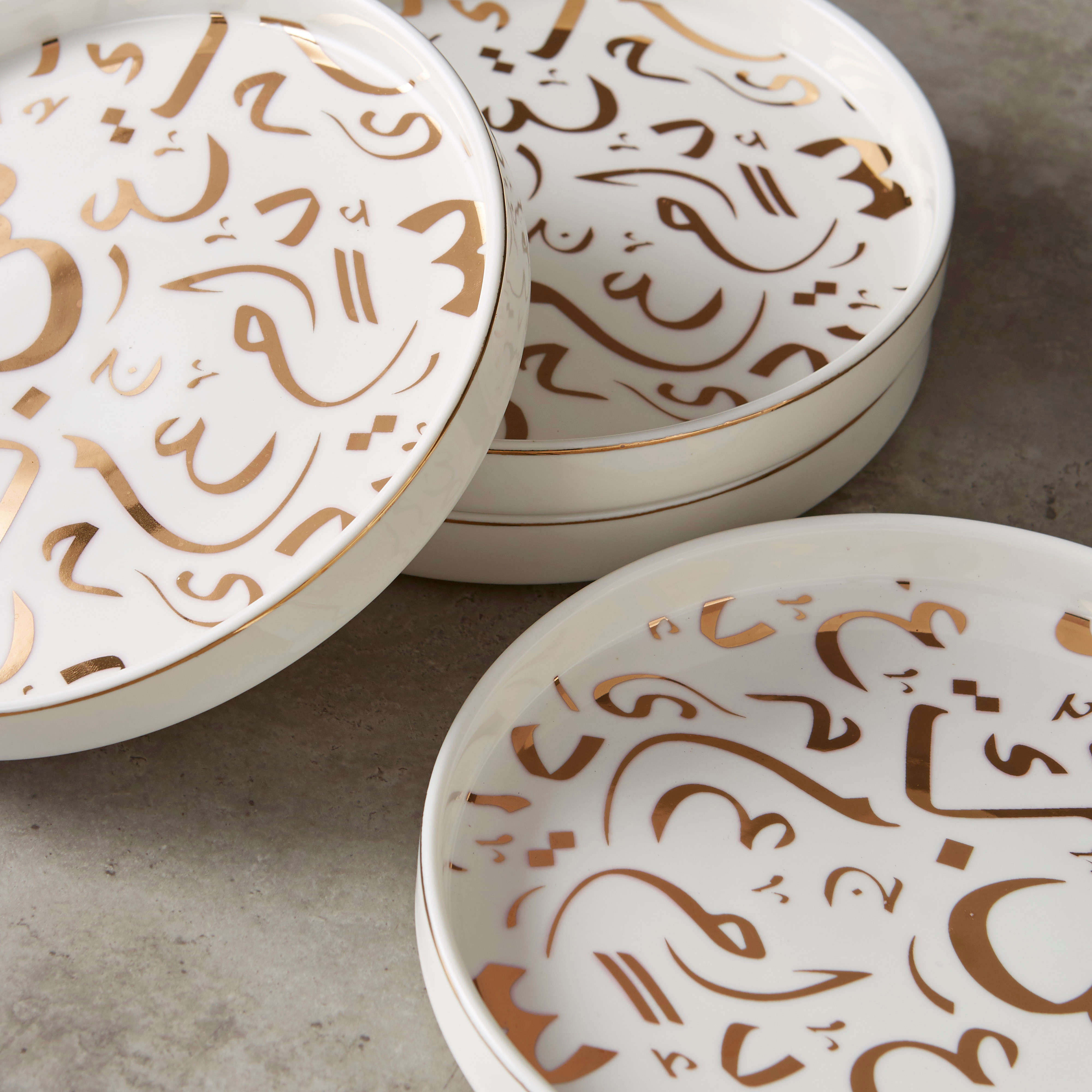 Arabic Vibes Calligraphy Plate with Decal and Gold Rim - Set of 4-household-dining-dinnerware-plates-image-2