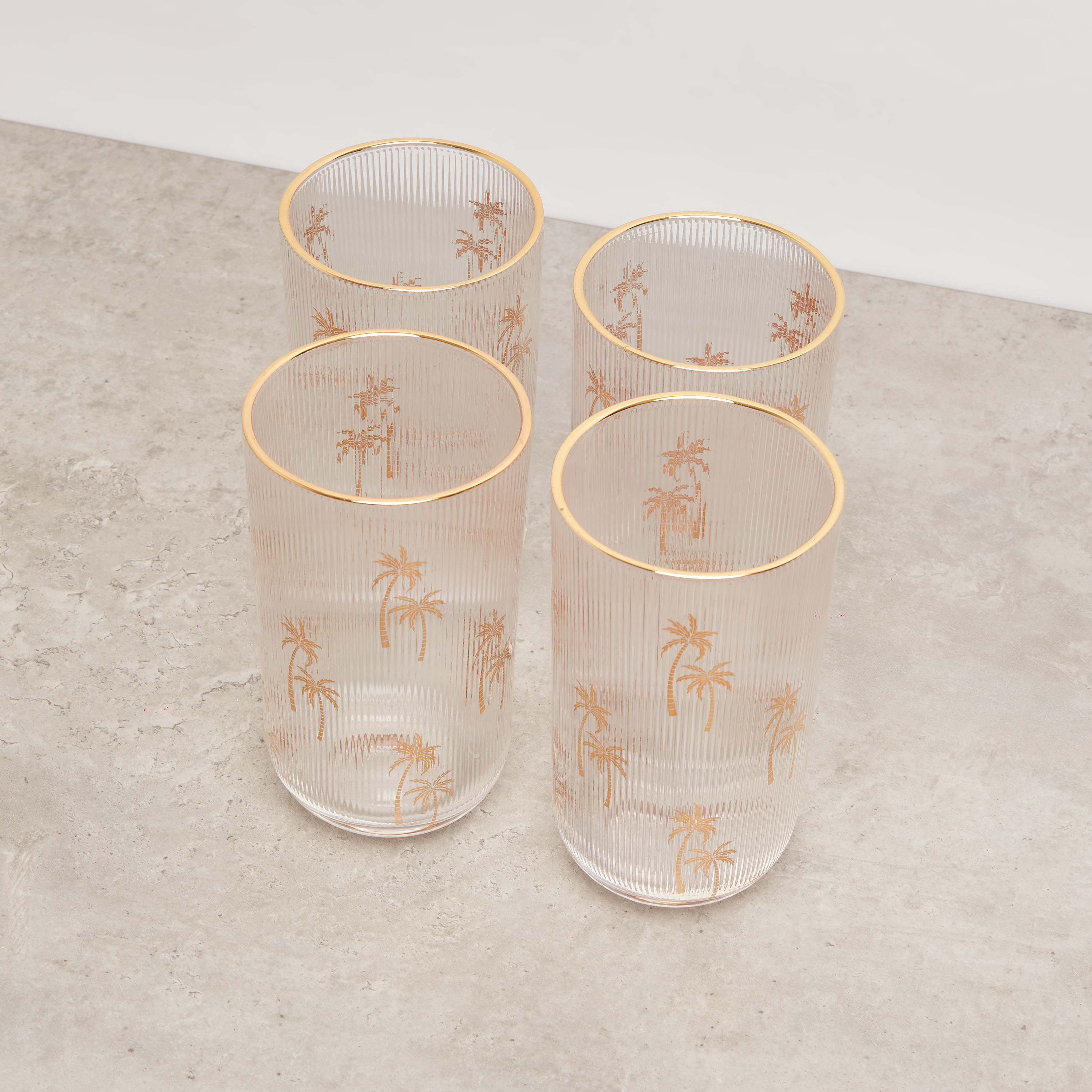 كاسات بطبعات نخيل - طقم من 4 قطع-household-dining-drinkserveware-bottles-image-2