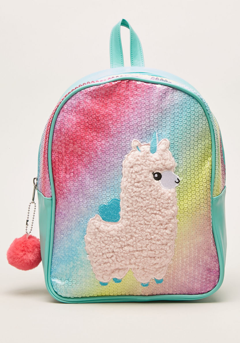 Juniors Textured Backpack with Pom Pom Applique-Bags and Backpacks-image-0