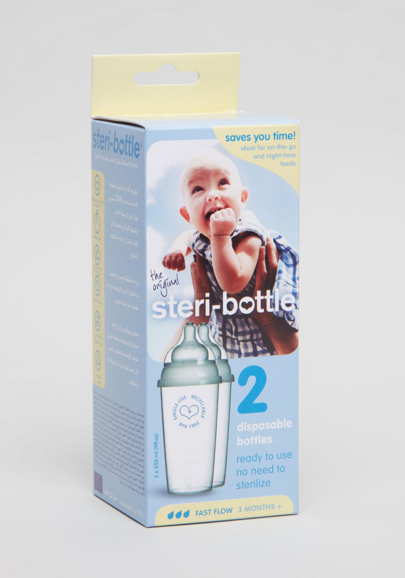 Steri-Bottle Disposable Feeding Bottles - Set of 2-Bottles and Teats-image-0