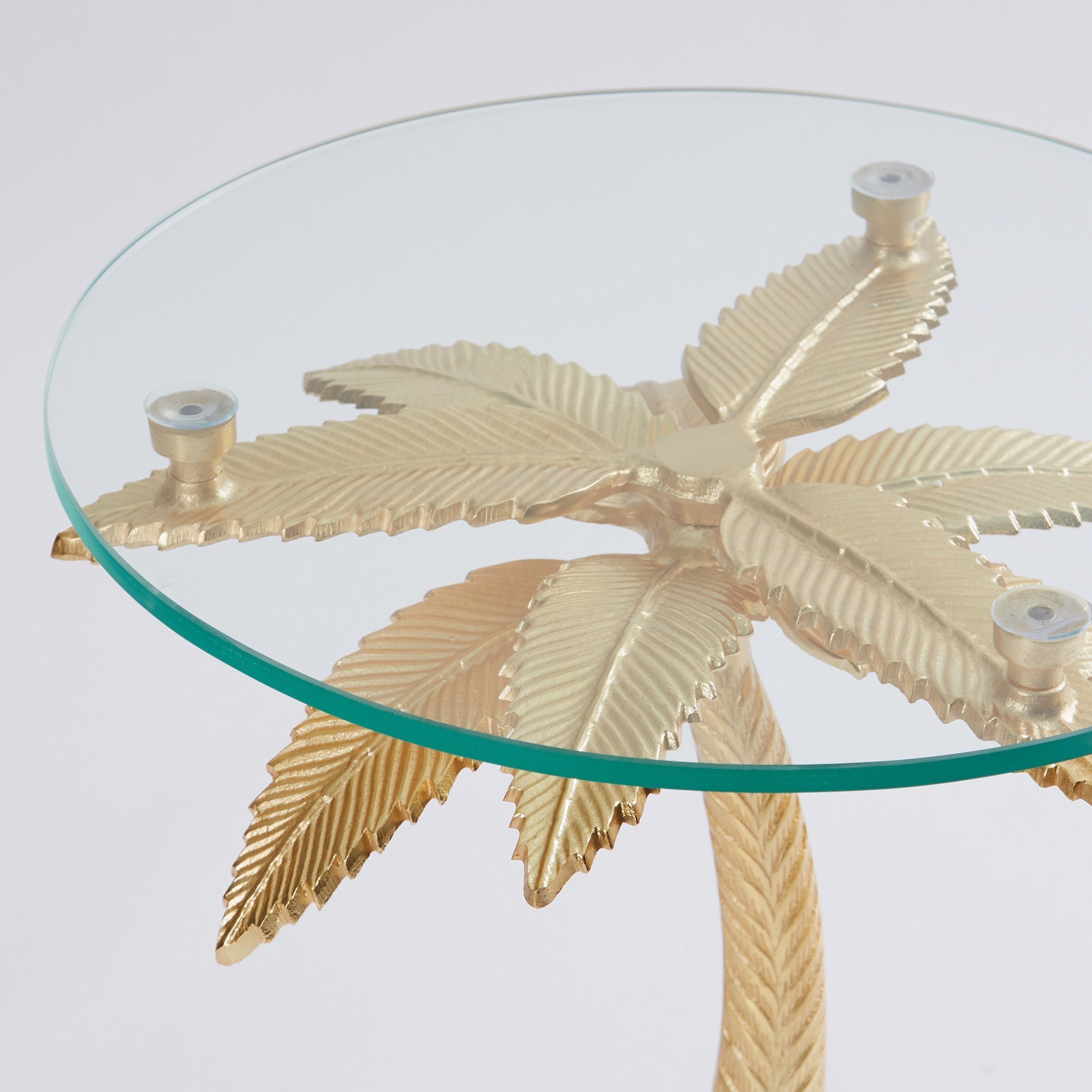 Ethnic Camel Glass Top Accent Table with Palm Tree Base - 44x44x62 cms-furniture-livingroom-sideandendtables-image-3
