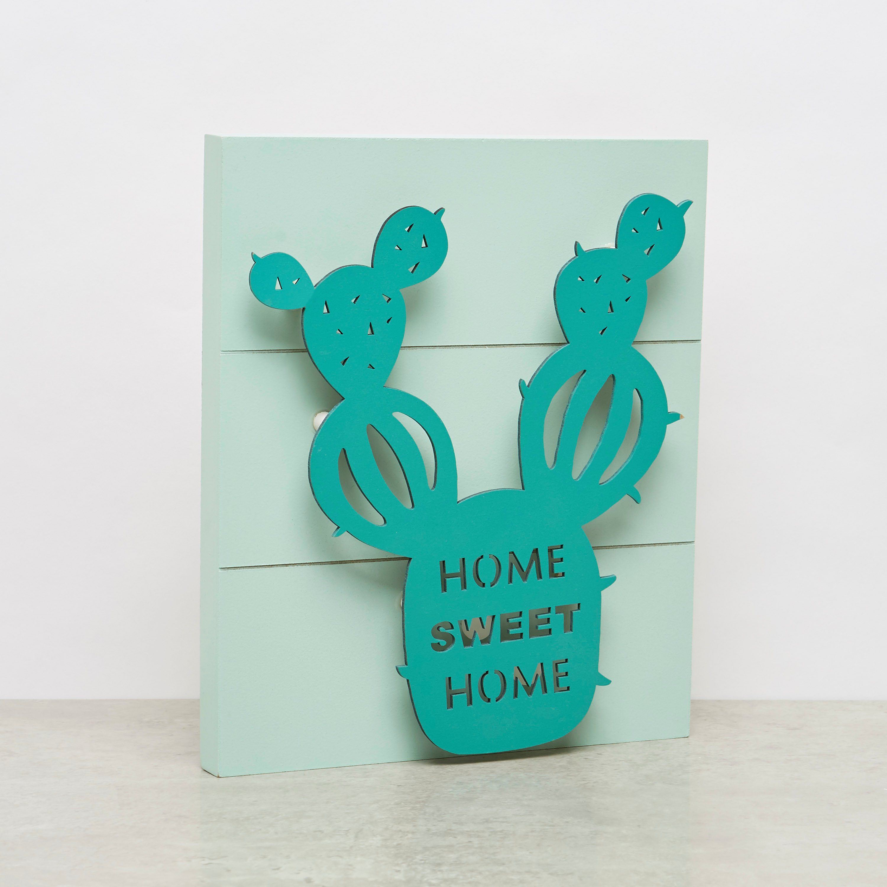 Cactus Shaped Home Sweet Home Cutwork LED Plaque-household-decor-decorativeobjectsandsculptures-image-1