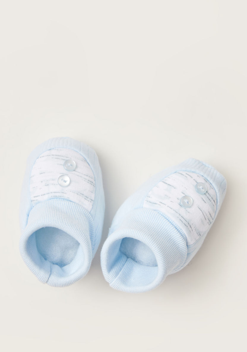 Juniors Printed Baby Booties with Button Detail-Booties-image-0