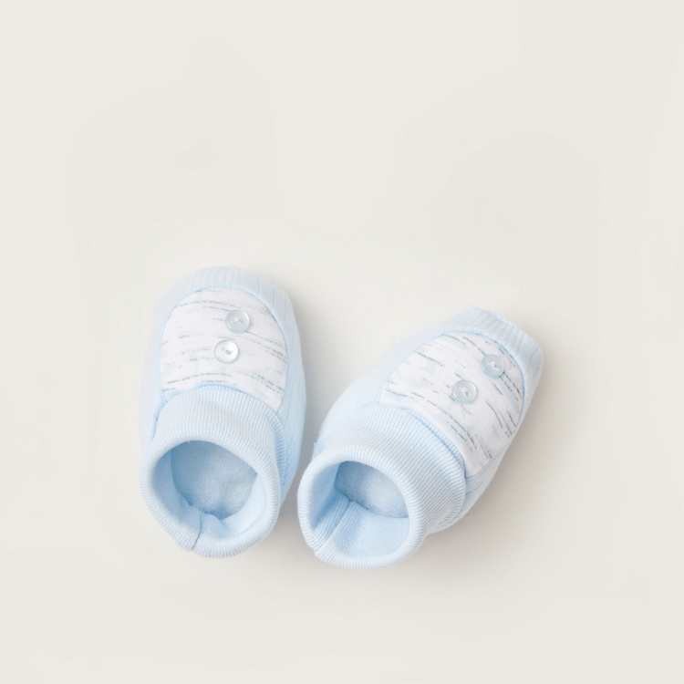 Juniors Printed Baby Booties with Button Detail