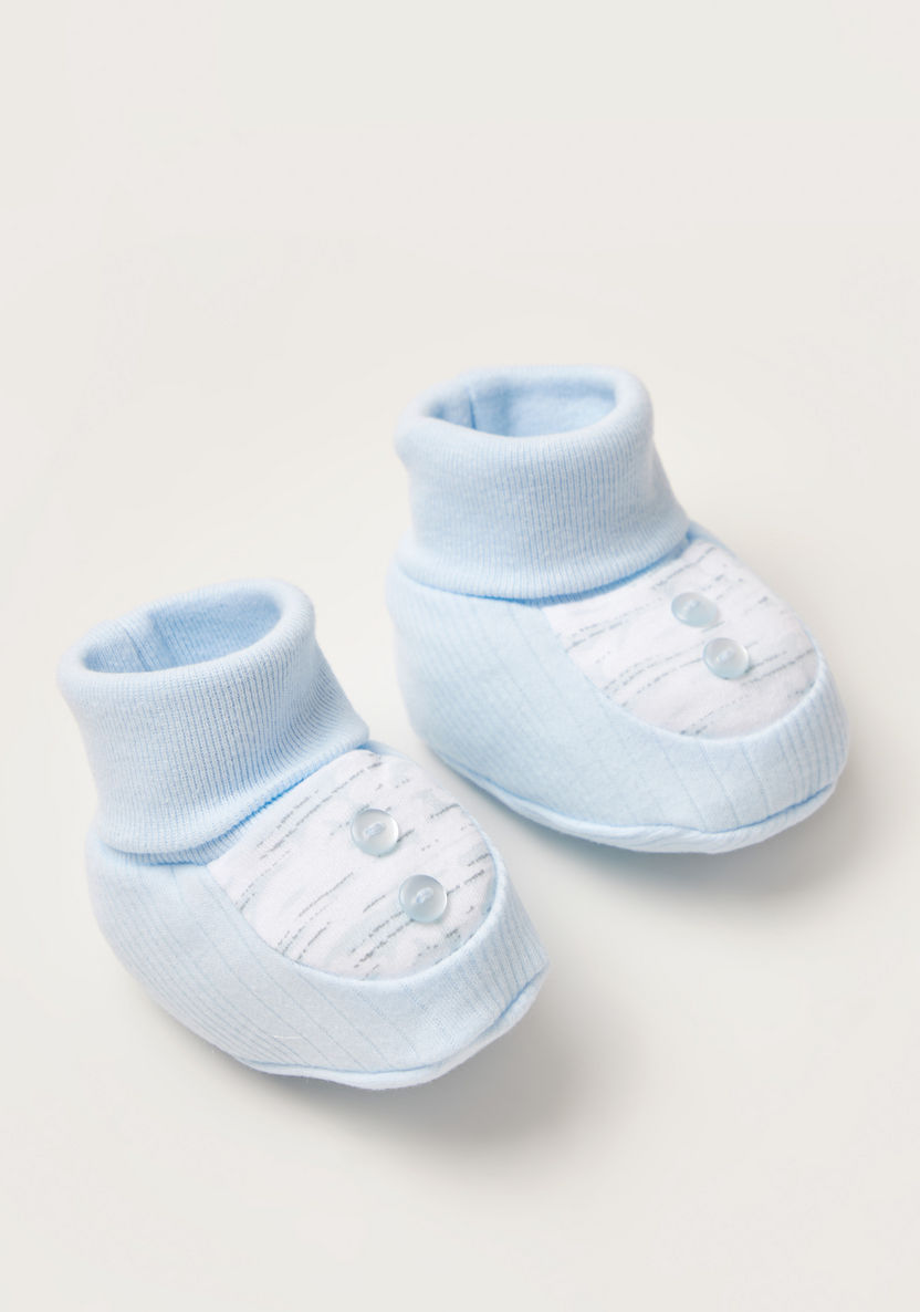 Juniors Printed Baby Booties with Button Detail-Booties-image-1