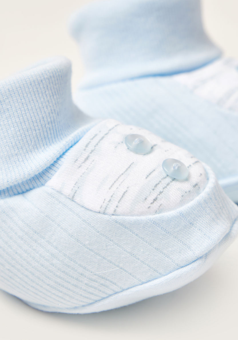 Juniors Printed Baby Booties with Button Detail-Booties-image-2
