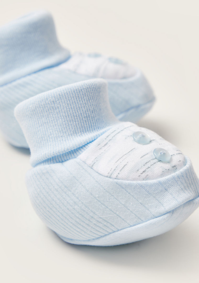 Juniors Printed Baby Booties with Button Detail-Booties-image-3