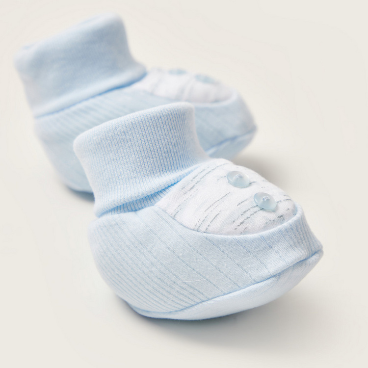 Juniors Printed Baby Booties with Button Detail