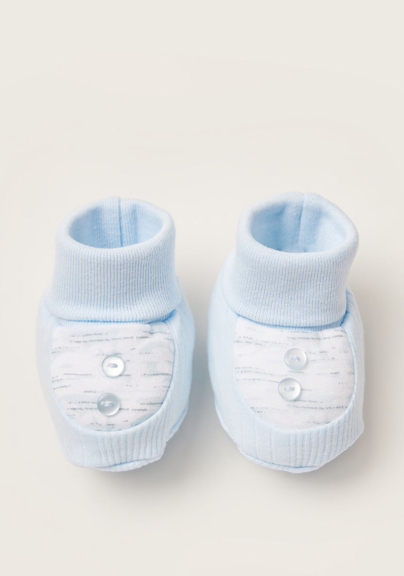 Juniors Printed Baby Booties with Button Detail-Booties-image-4