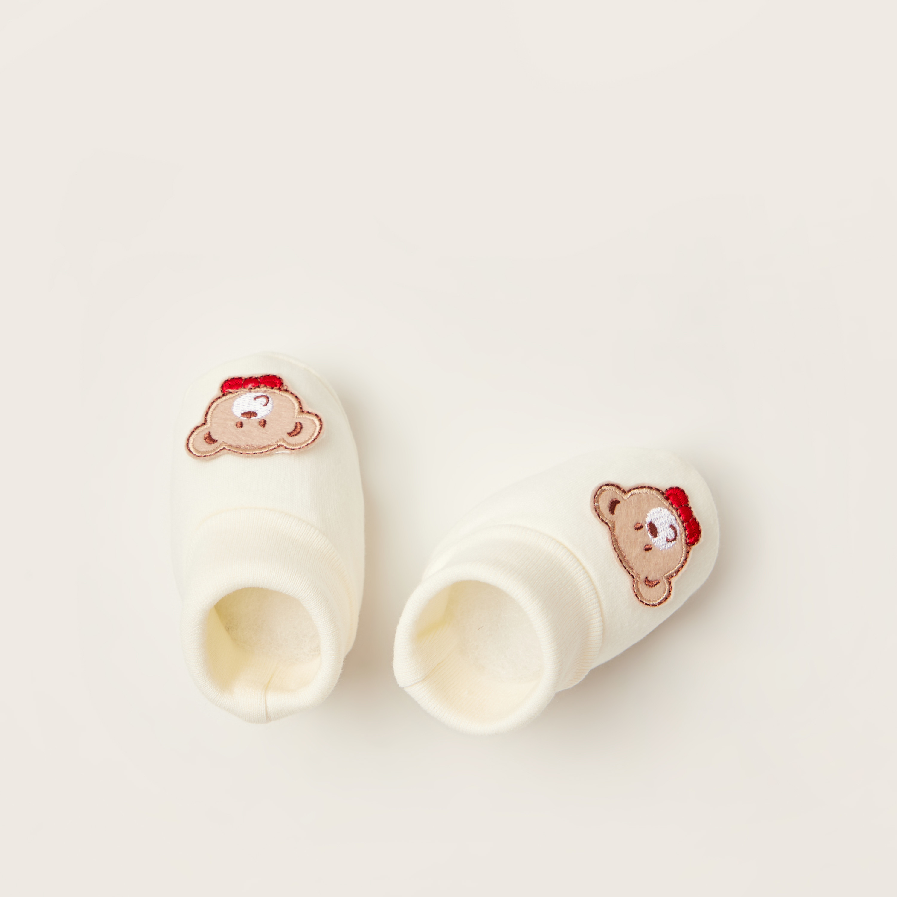 Juniors Bear Applique Booties with Cuffed Hem-baby-boys-shoes-booties-image-1