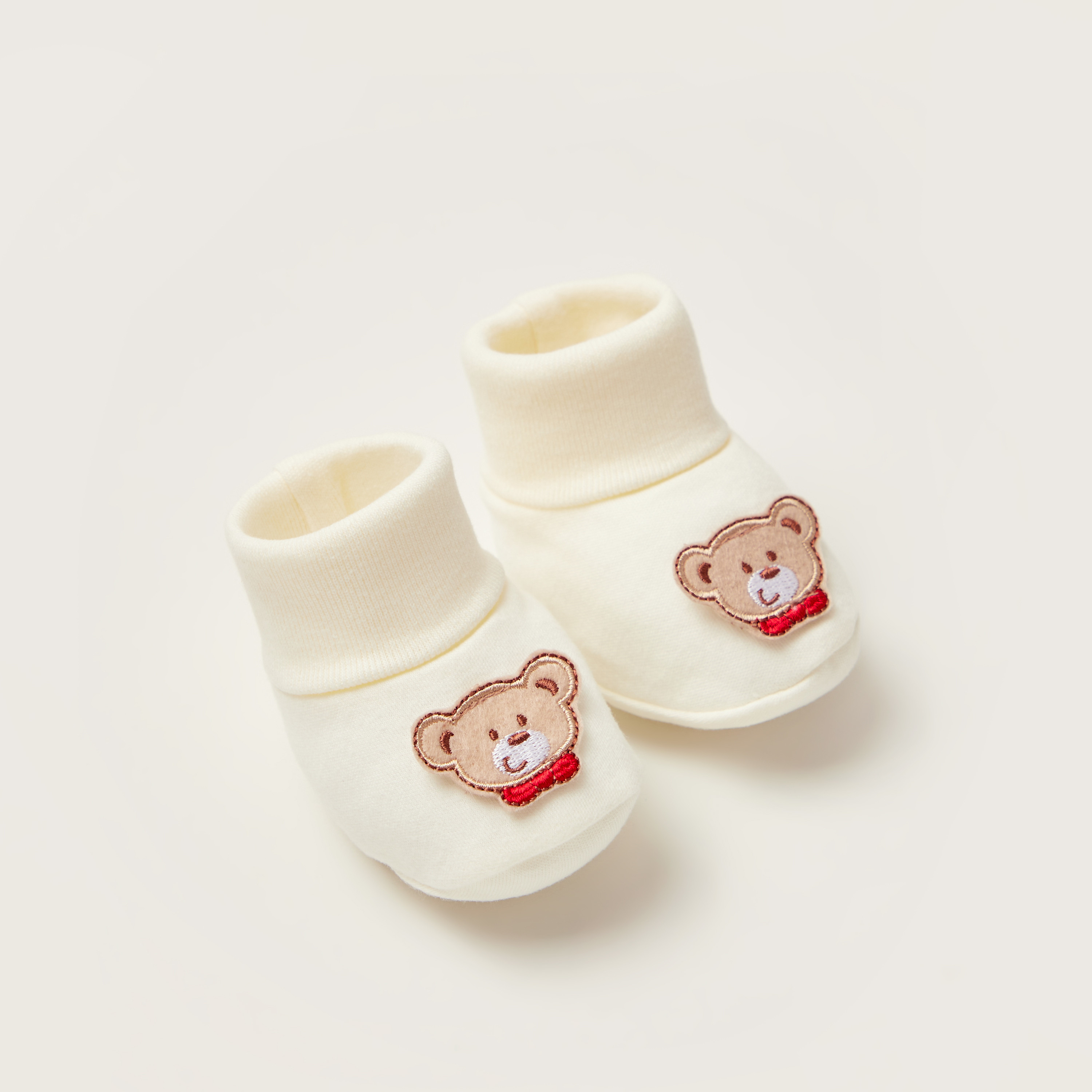 Juniors Bear Applique Booties with Cuffed Hem-baby-boys-shoes-booties-image-2