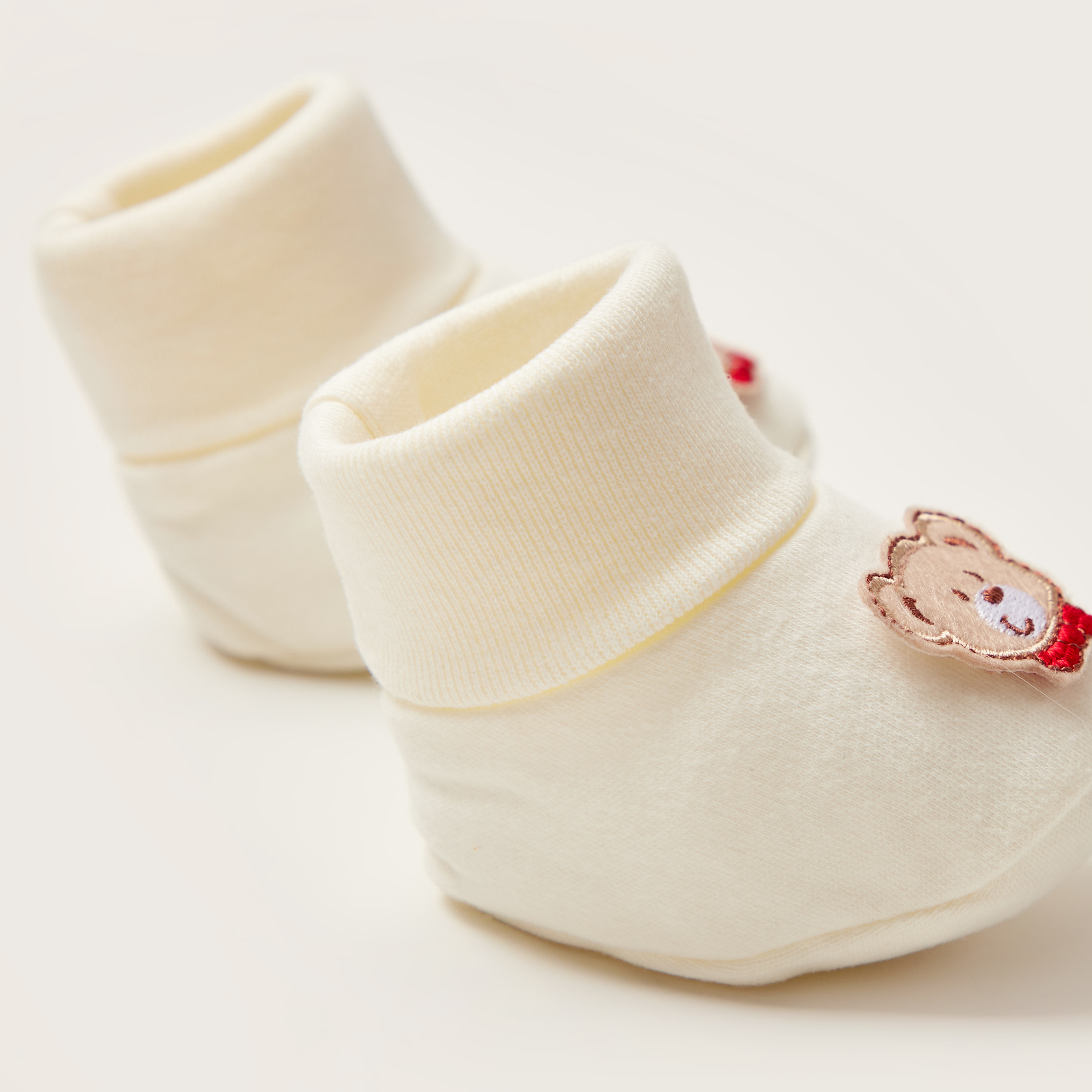 Juniors Bear Applique Booties with Cuffed Hem-baby-boys-shoes-booties-image-4