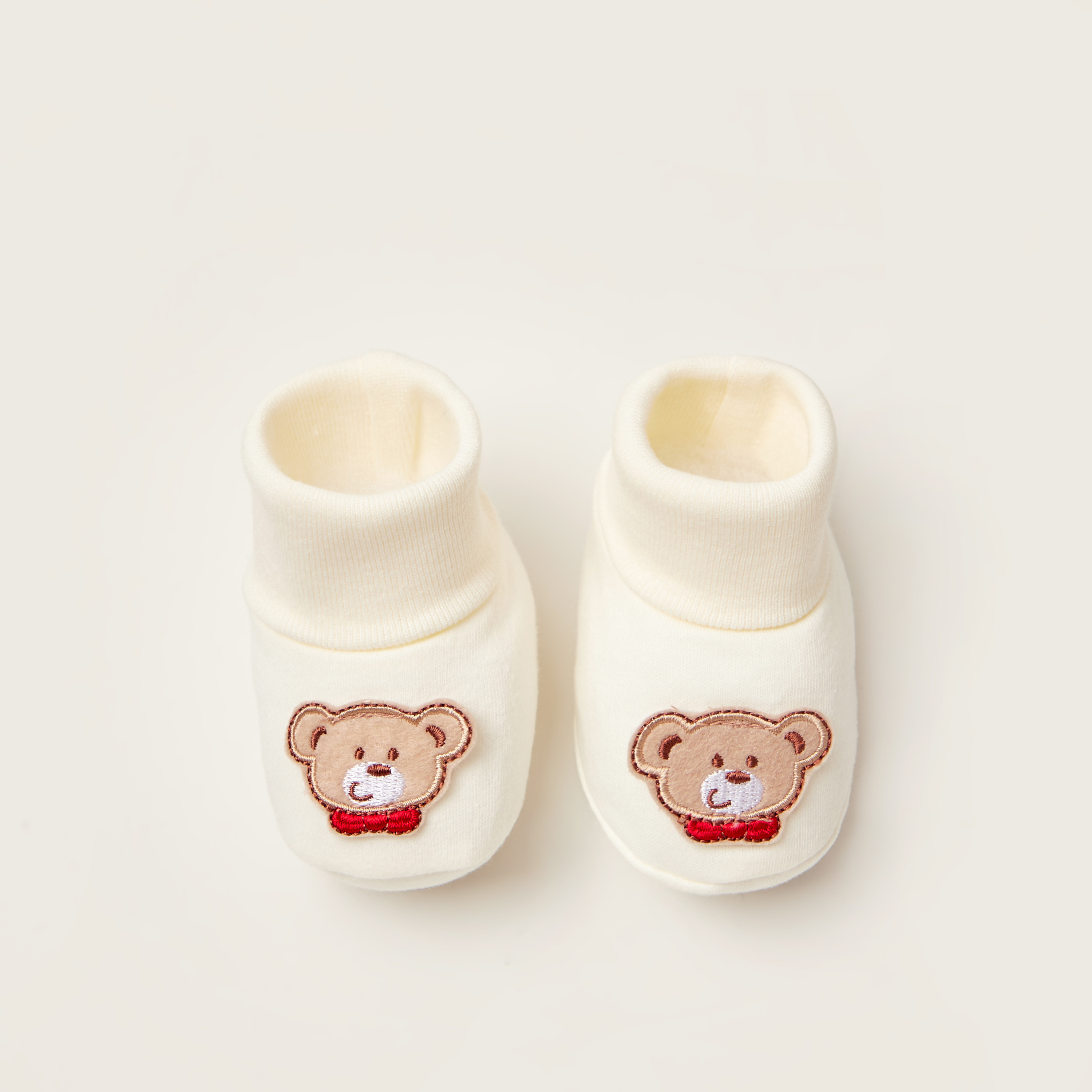 Juniors Bear Applique Booties with Cuffed Hem-baby-boys-shoes-booties-image-5