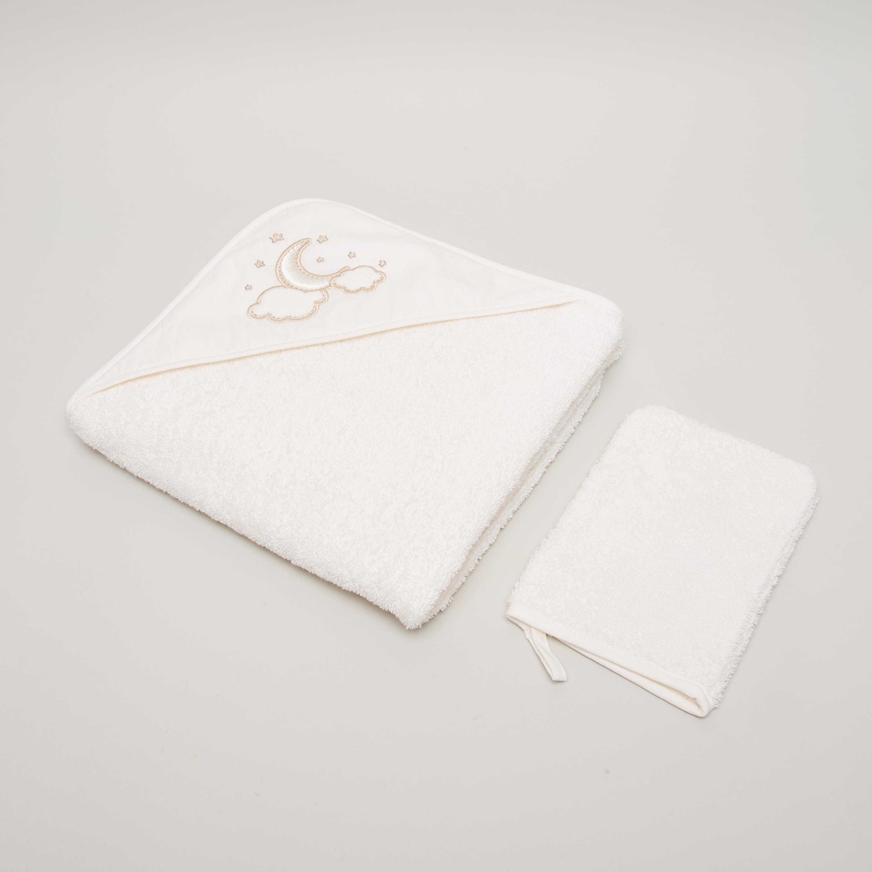Funnababy Textured Hooded Towel and Wash Mitten - 90x90 cms-baby-bathandcare-towels-image-1