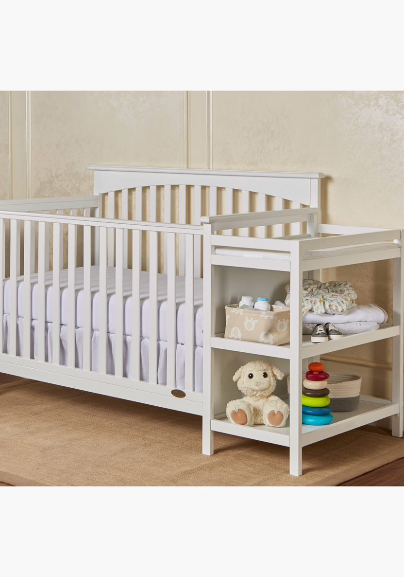 Dream On Me Chloe Grey 3-In-1 Convertible Wooden Crib with Changer (Up to 5 years)-Baby Cribs-image-1