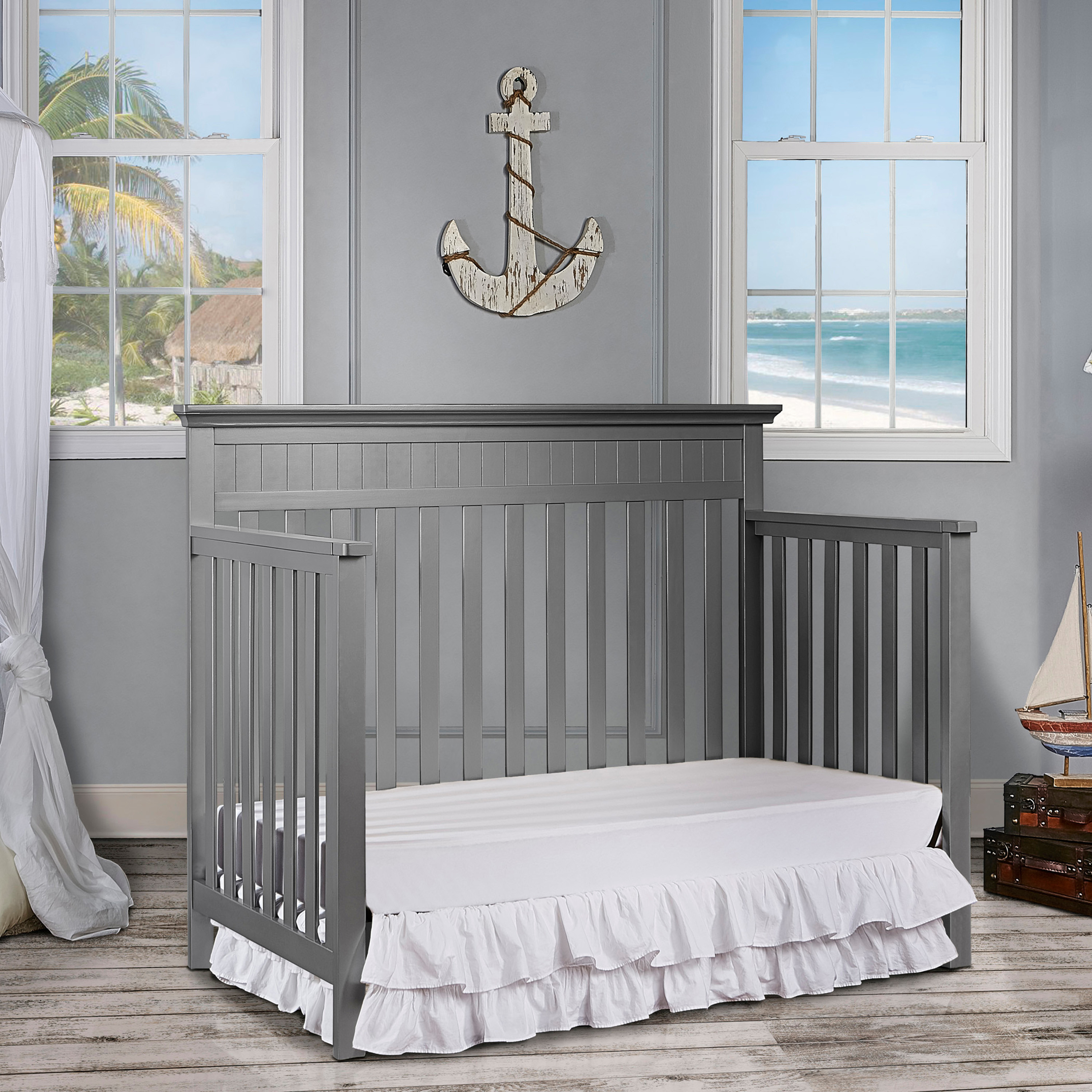 Buy Dream On Me Cheasapeake Grey 3 in 1 Convertible Wooden Crib Up to 5 years Online Babyshop UAE