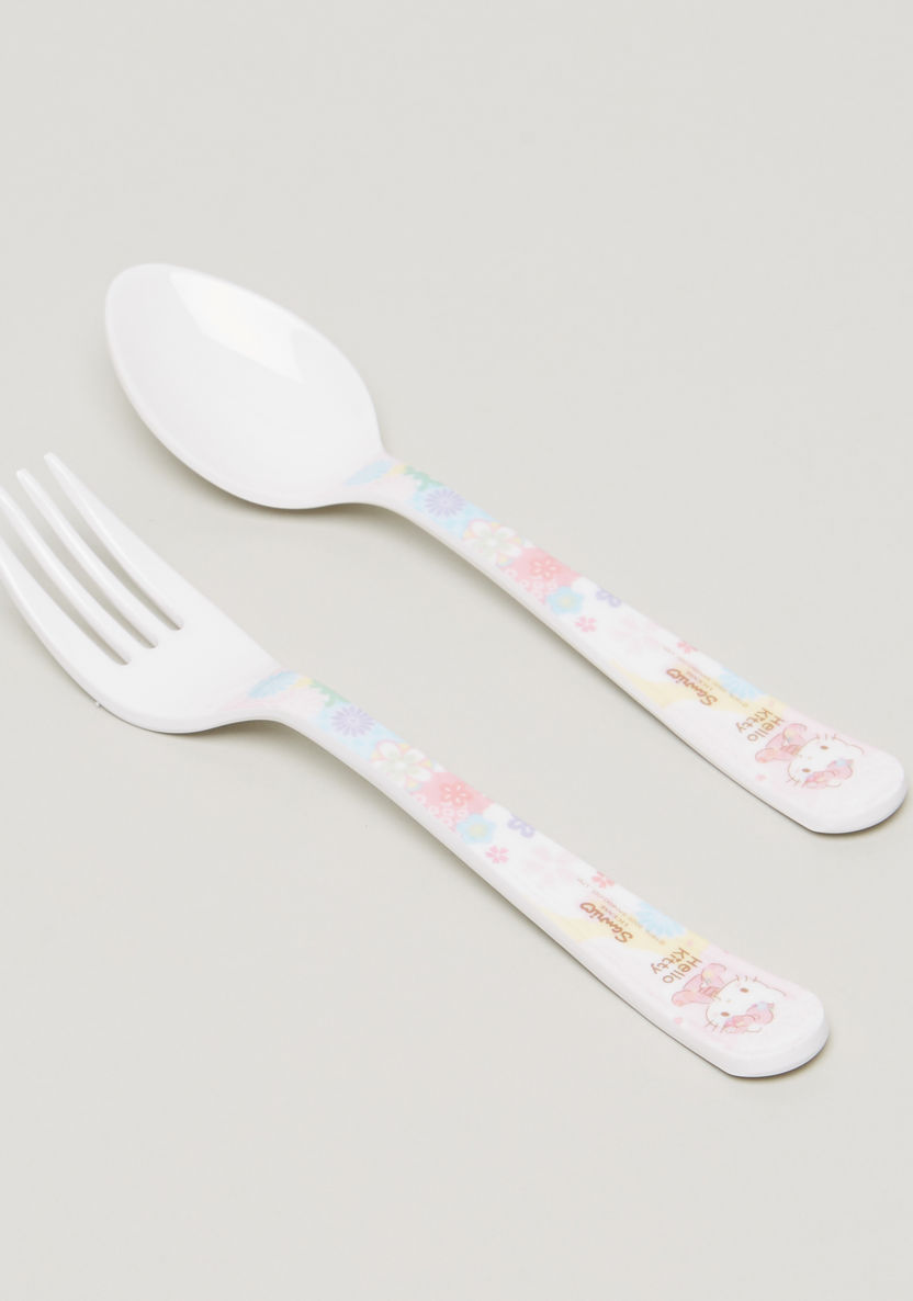 Hello Kitty Print Spoon and Fork Set-Mealtime Essentials-image-0
