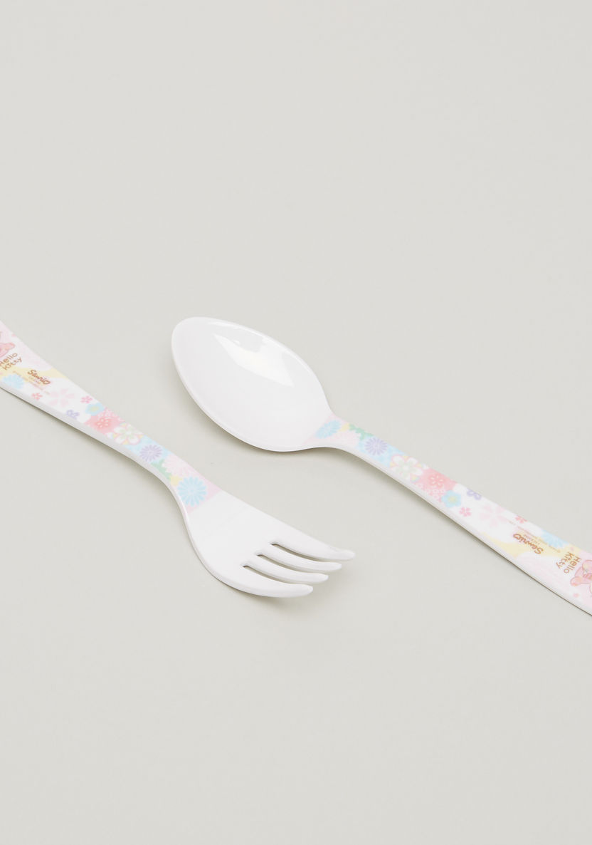 Hello Kitty Print Spoon and Fork Set-Mealtime Essentials-image-1