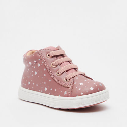 Barefeet Printed Sneakers with Zip Closure-Baby Girl%27s Shoes-image-1