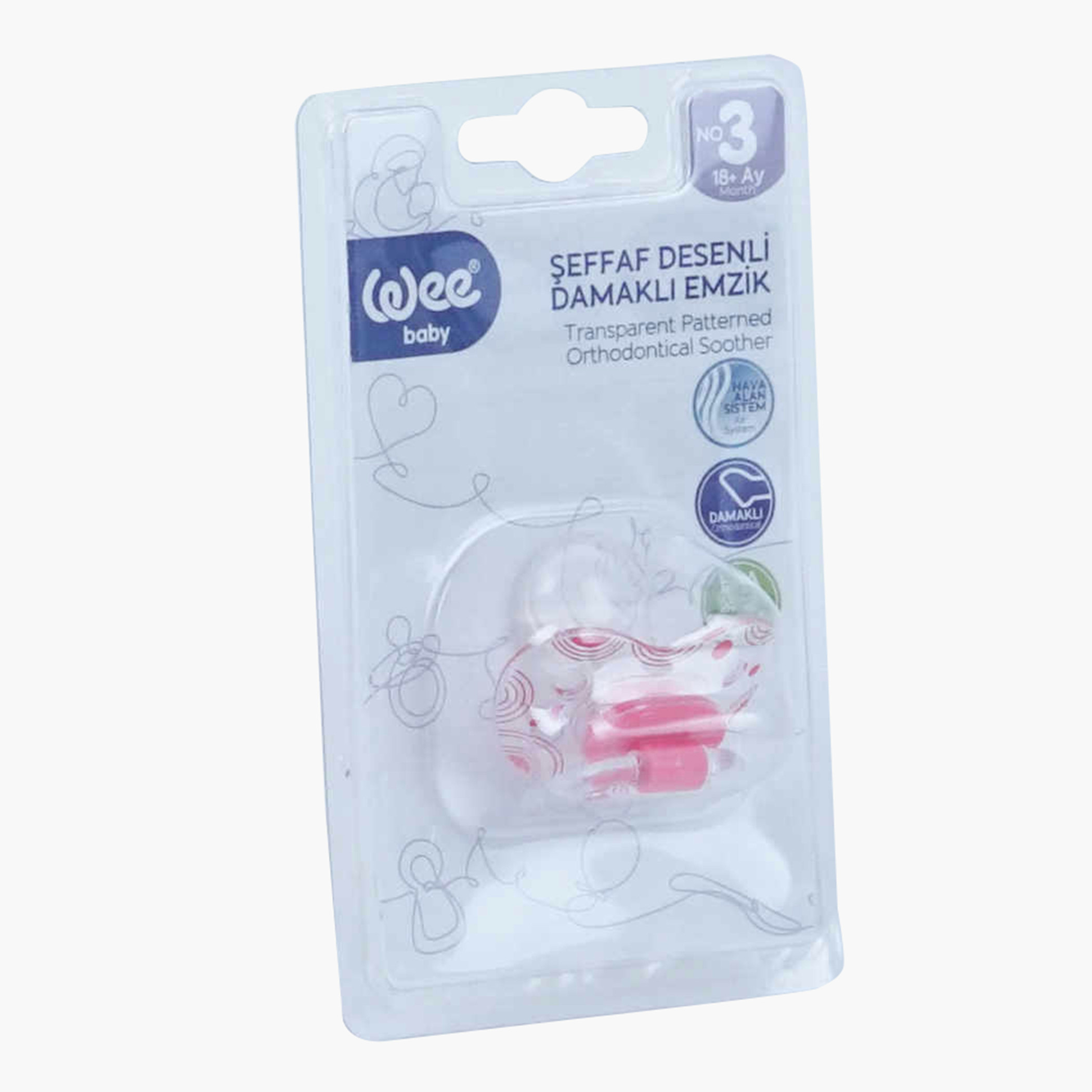 Wee Baby Transparent Patterned No. 3 Orthodontic Soother - 18+ months-baby-feeding-pacifiers-image-2