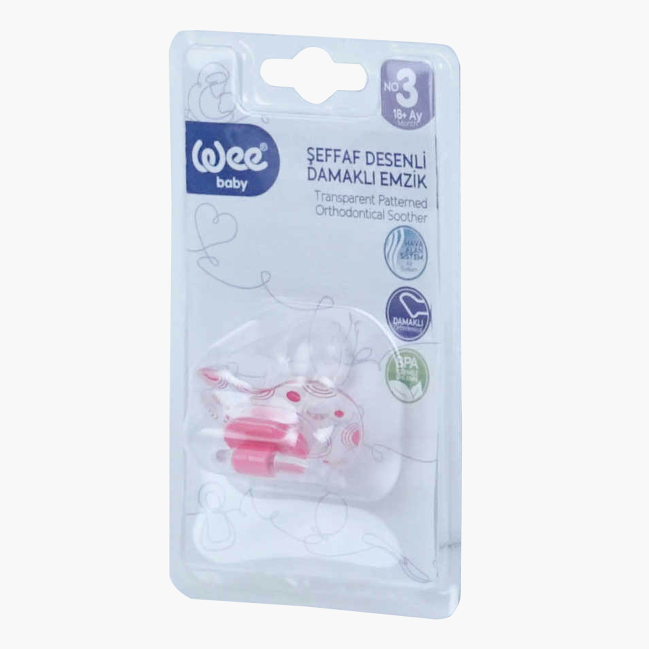 Wee Baby Transparent Patterned No. 3 Orthodontic Soother - 18+ months-baby-feeding-pacifiers-image-3