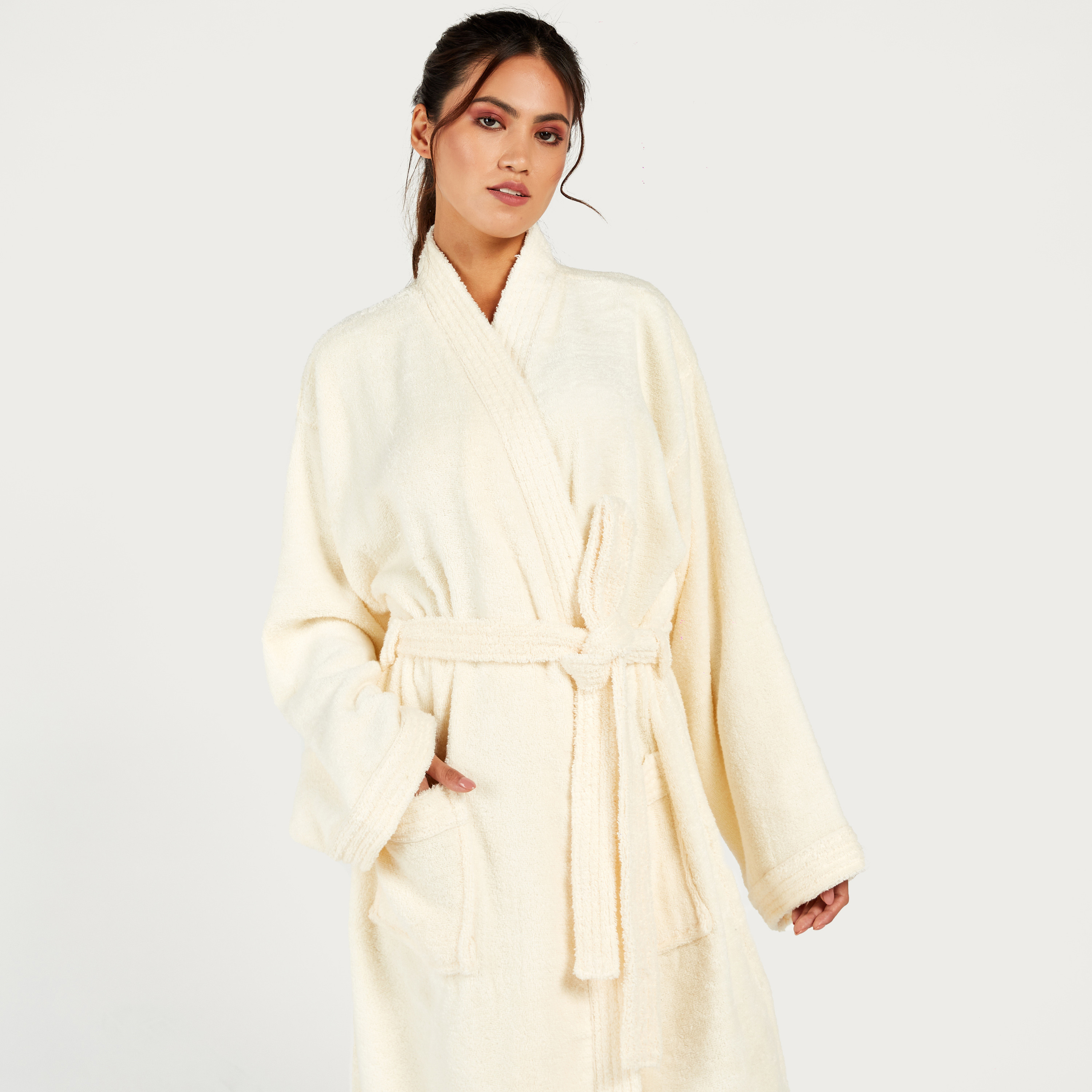 Solid Bathrobe with Tie-Up and Pockets-household-bathandlaundry-bathlinen-bathrobesandslippers-bathrobes-image-1
