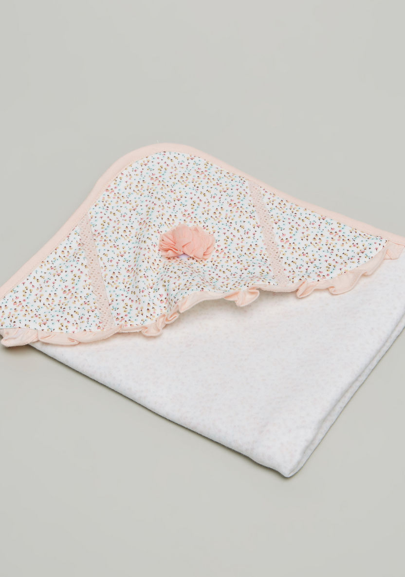 Juniors Floral Print Receiving Blanket with Hood - 80x80 cms-Receiving Blankets-image-0