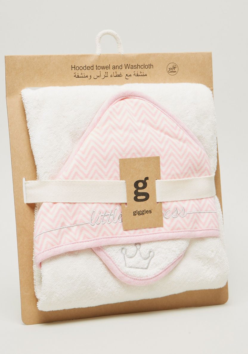 Giggles Print Hooded Towel and Wash Cloth - 76x76 cms-Towels and Flannels-image-5