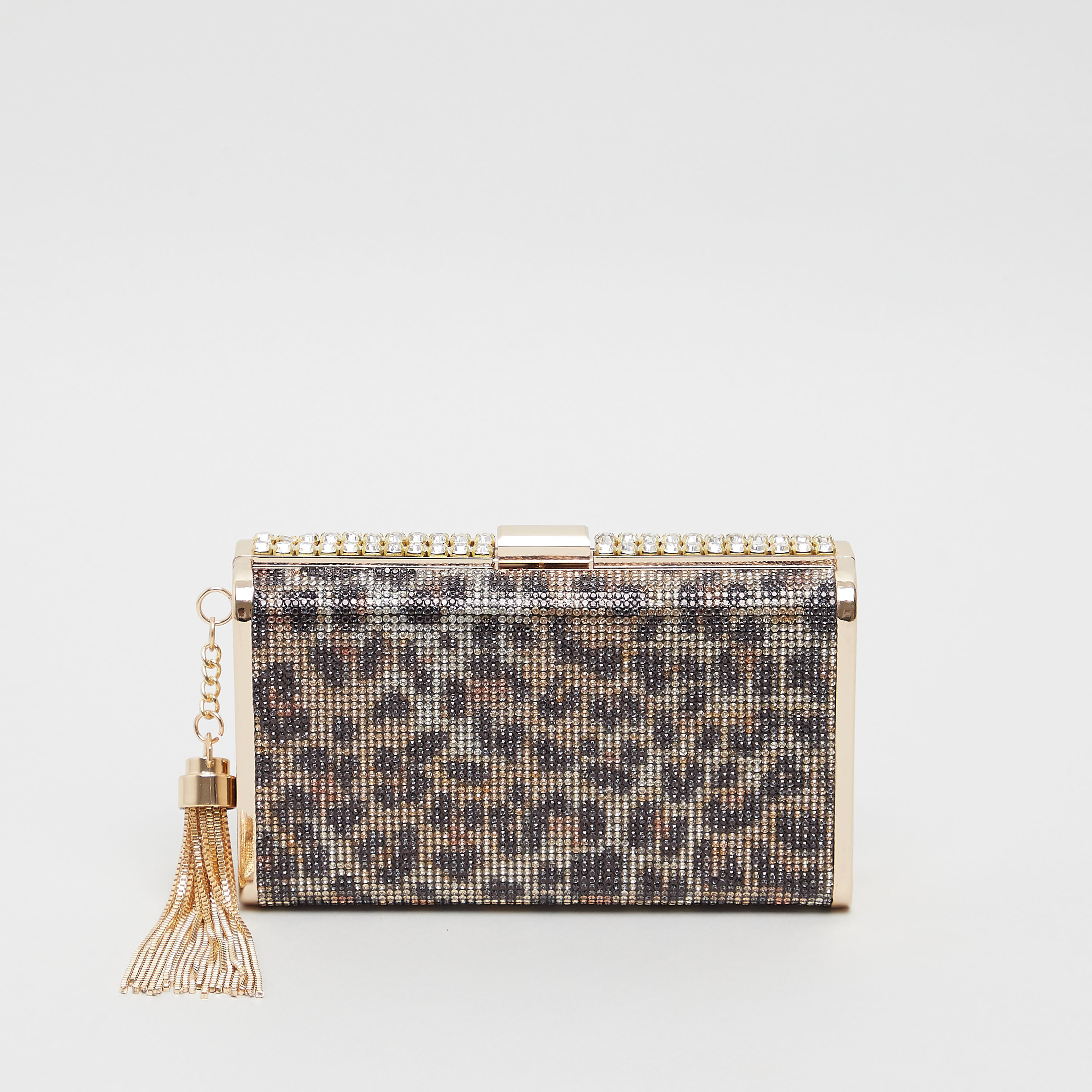 Sasha Embellished Leopard Print Clutch with Tassel Detail-women-bagsandwallets-handbags-image-1