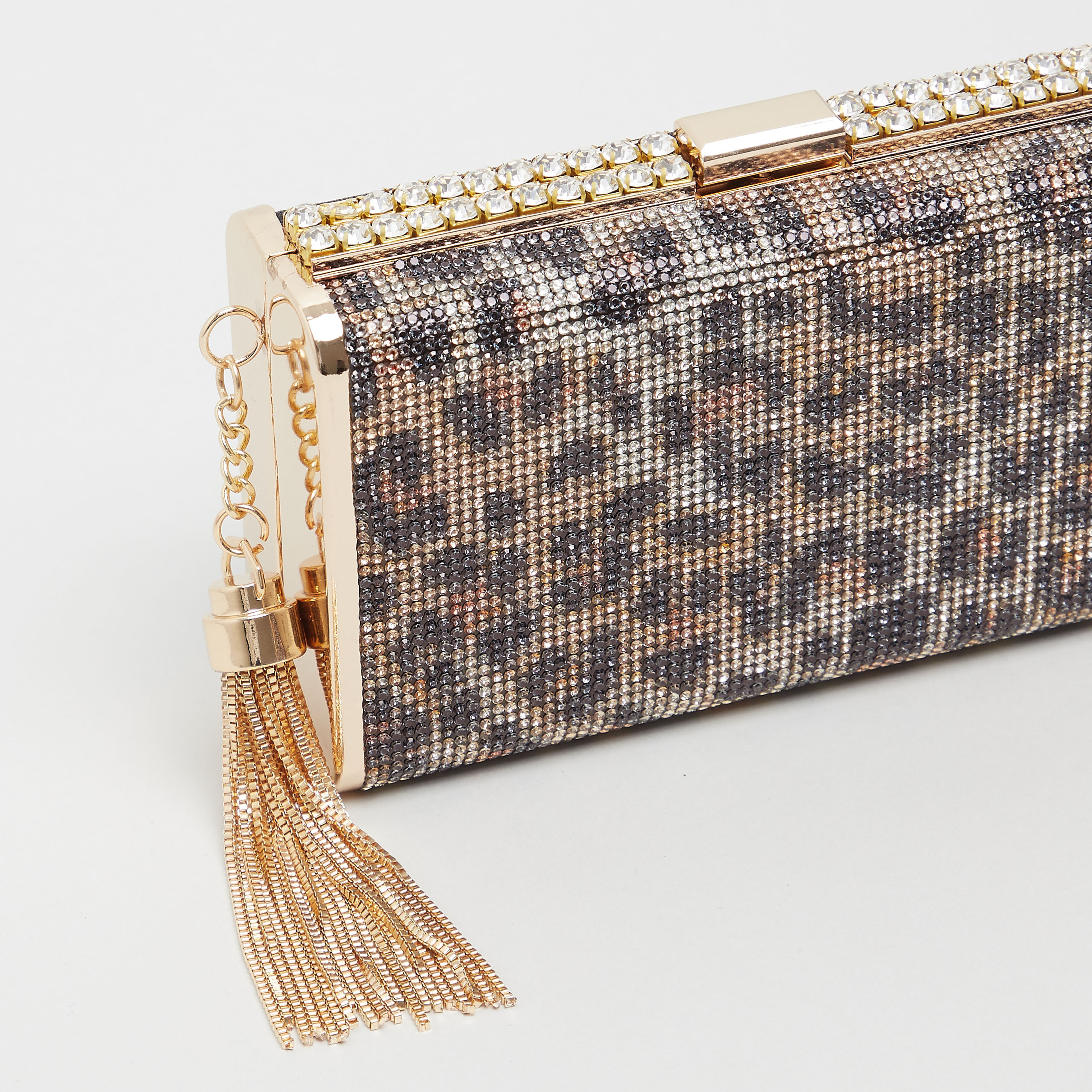 Sasha Embellished Leopard Print Clutch with Tassel Detail-women-bagsandwallets-handbags-image-3
