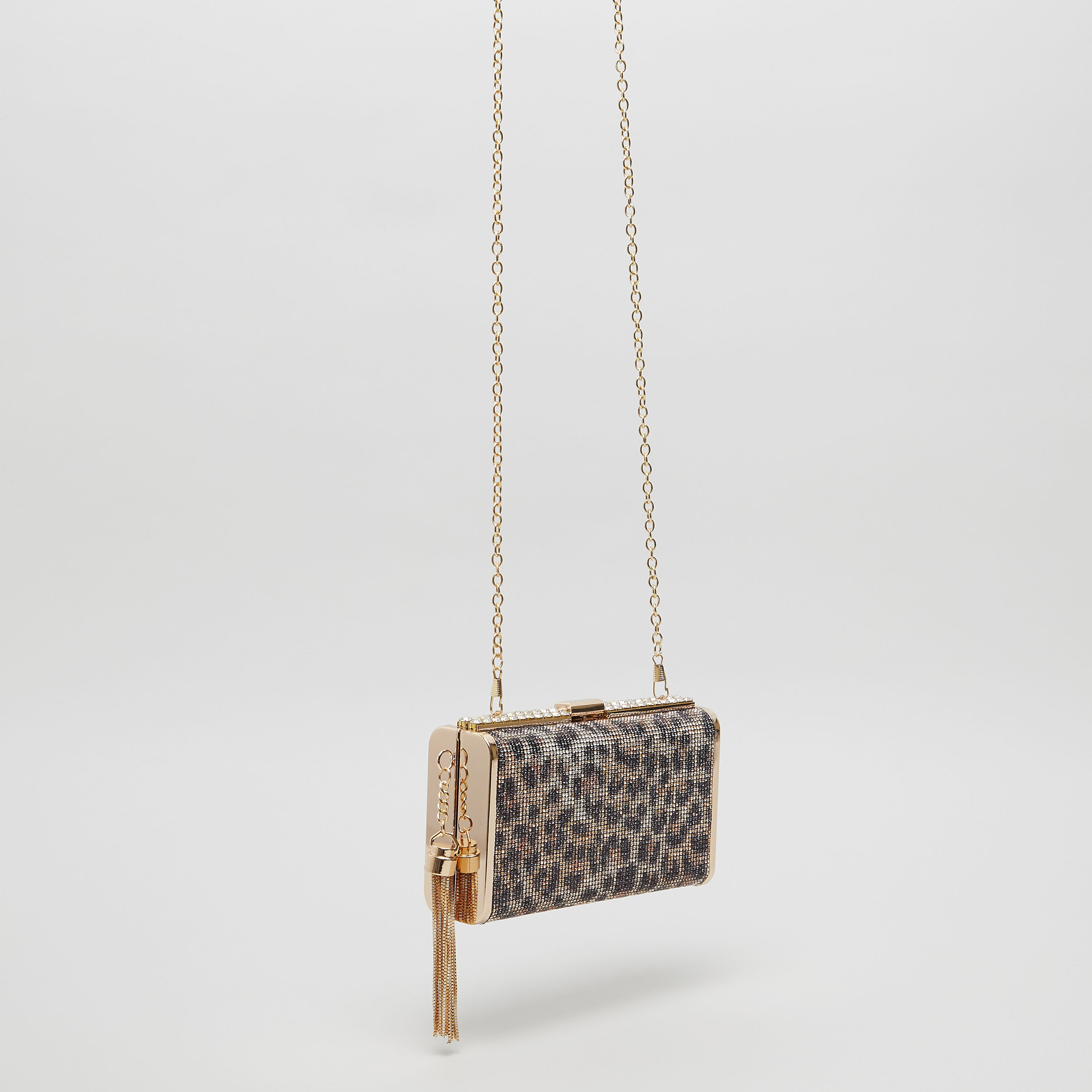Sasha Embellished Leopard Print Clutch with Tassel Detail-women-bagsandwallets-handbags-image-5