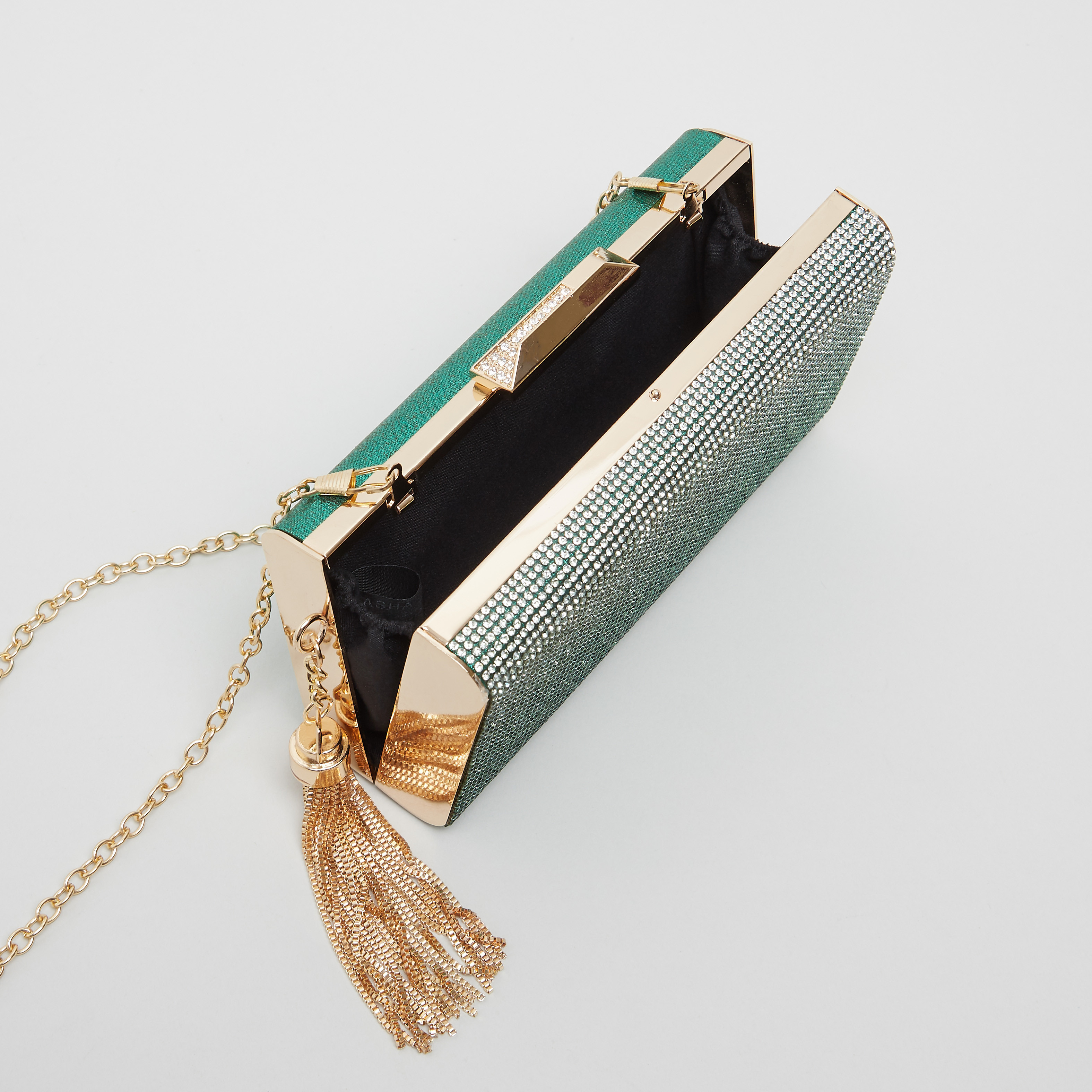 Shop Sasha Embellished Box Clutch with Tassel Detail Online