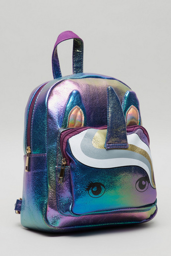 Charmz Unicorn Print Backpack with Applique Detail