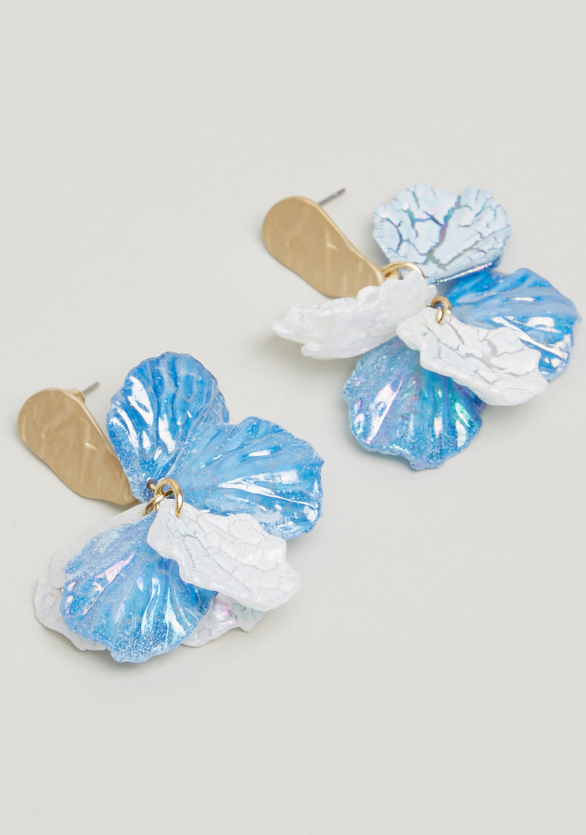 Charmz Flower Applique Detail Dangling Earrings with Pushback Closure-Jewellery-image-1