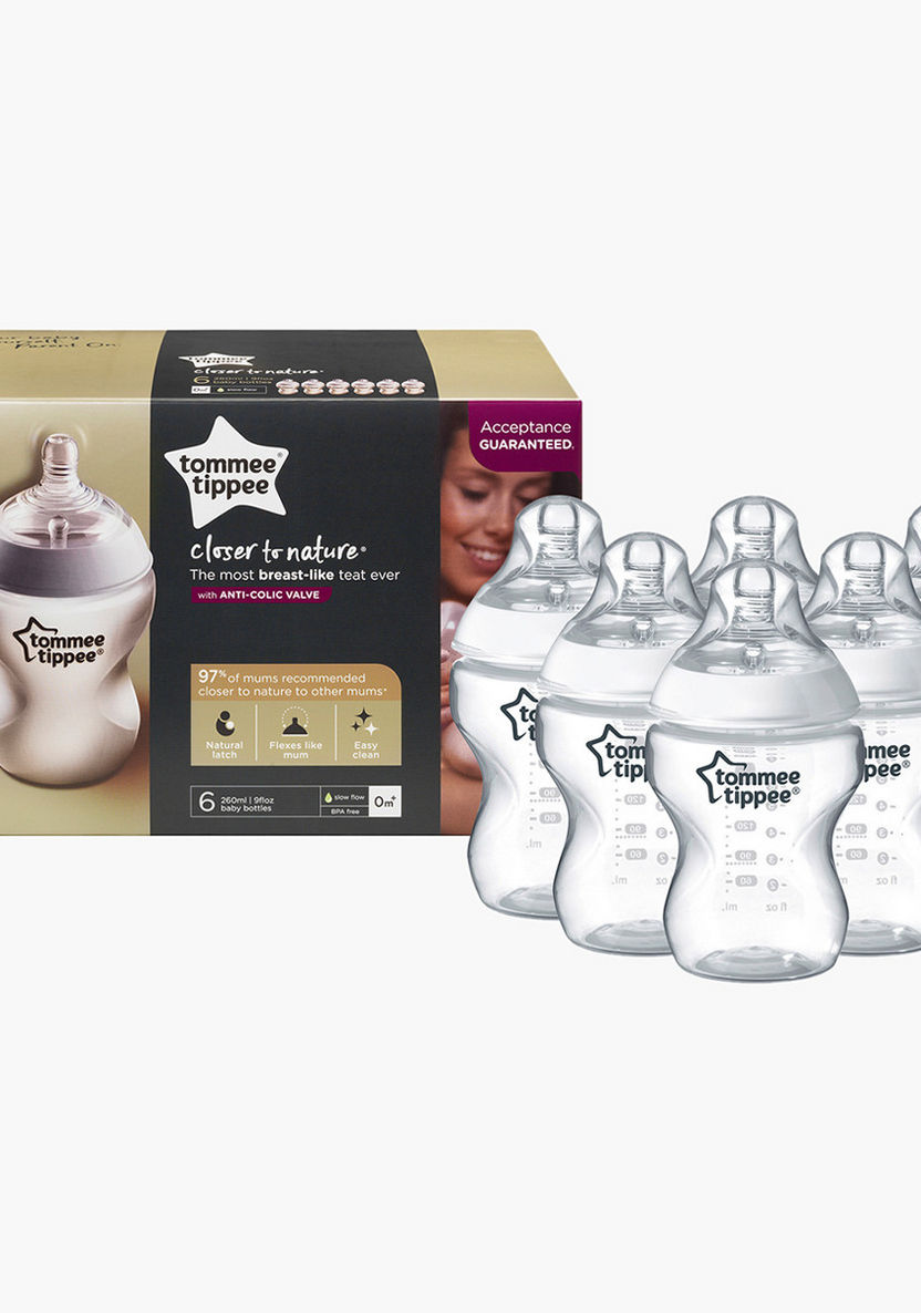 Tommee Tippee Closer to Nature 3+3 Feeding Bottle Set - 260 ml-Bottles and Teats-image-10
